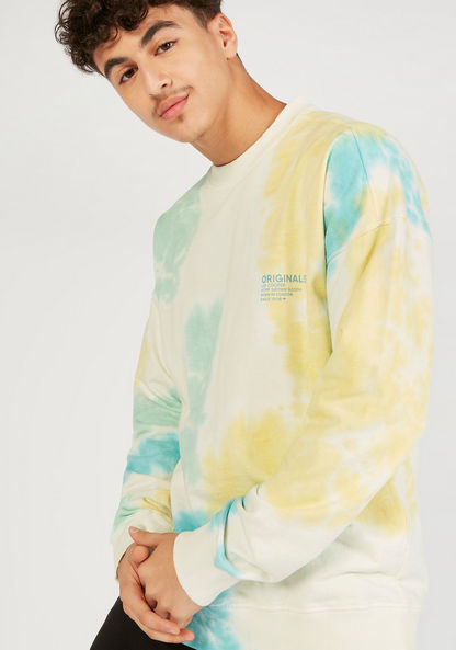 Lee Cooper Tie Dye Print Sweatshirt with Crew Neck and Long Sleeves-Sweatshirts-image-0