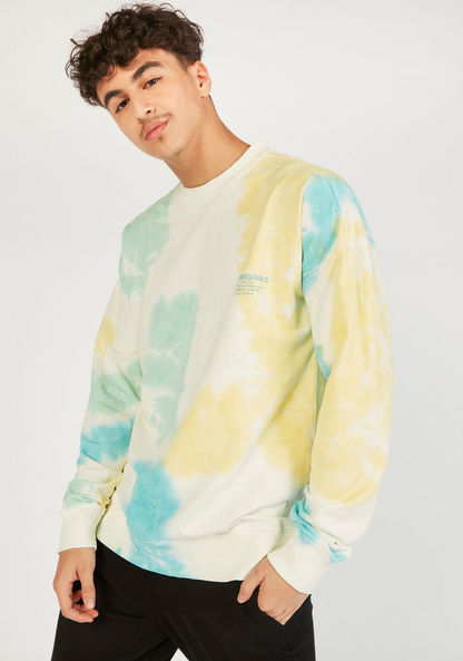 Lee Cooper Tie Dye Print Sweatshirt with Crew Neck and Long Sleeves-Sweatshirts-image-4