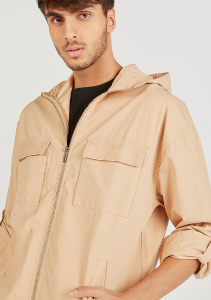 Lee Cooper Zip Through Hooded Jacket with Long Sleeves and Pockets-Jackets-image-2