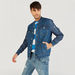 Lee Cooper Denim Bomber Jacket with Long Sleeves and Chest Pockets-Jackets-thumbnailMobile-0
