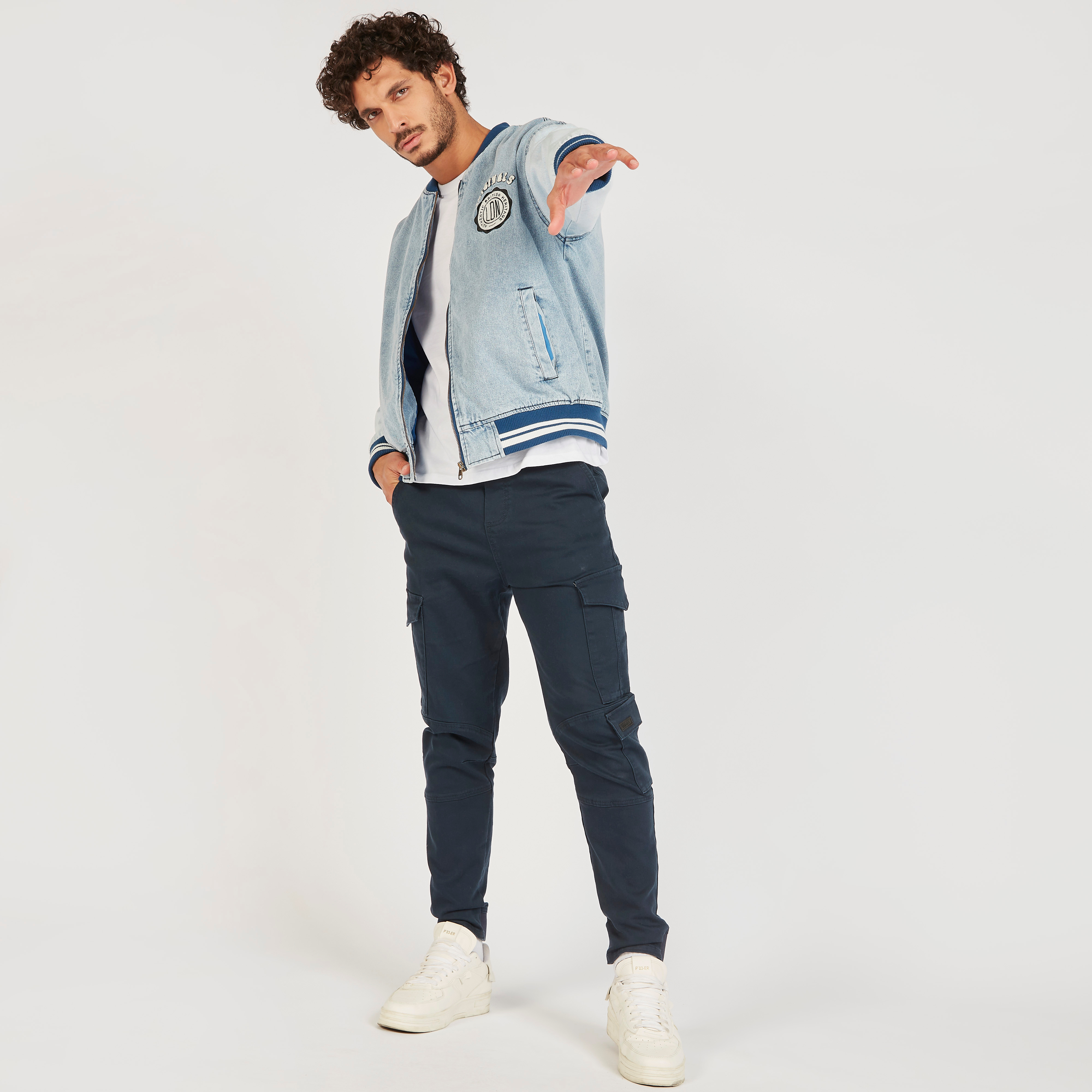 Lee Cooper Colourblock Denim Bomber Jacket with Zip Closure-men-clothing-jacketsandblazers-jackets-image-2