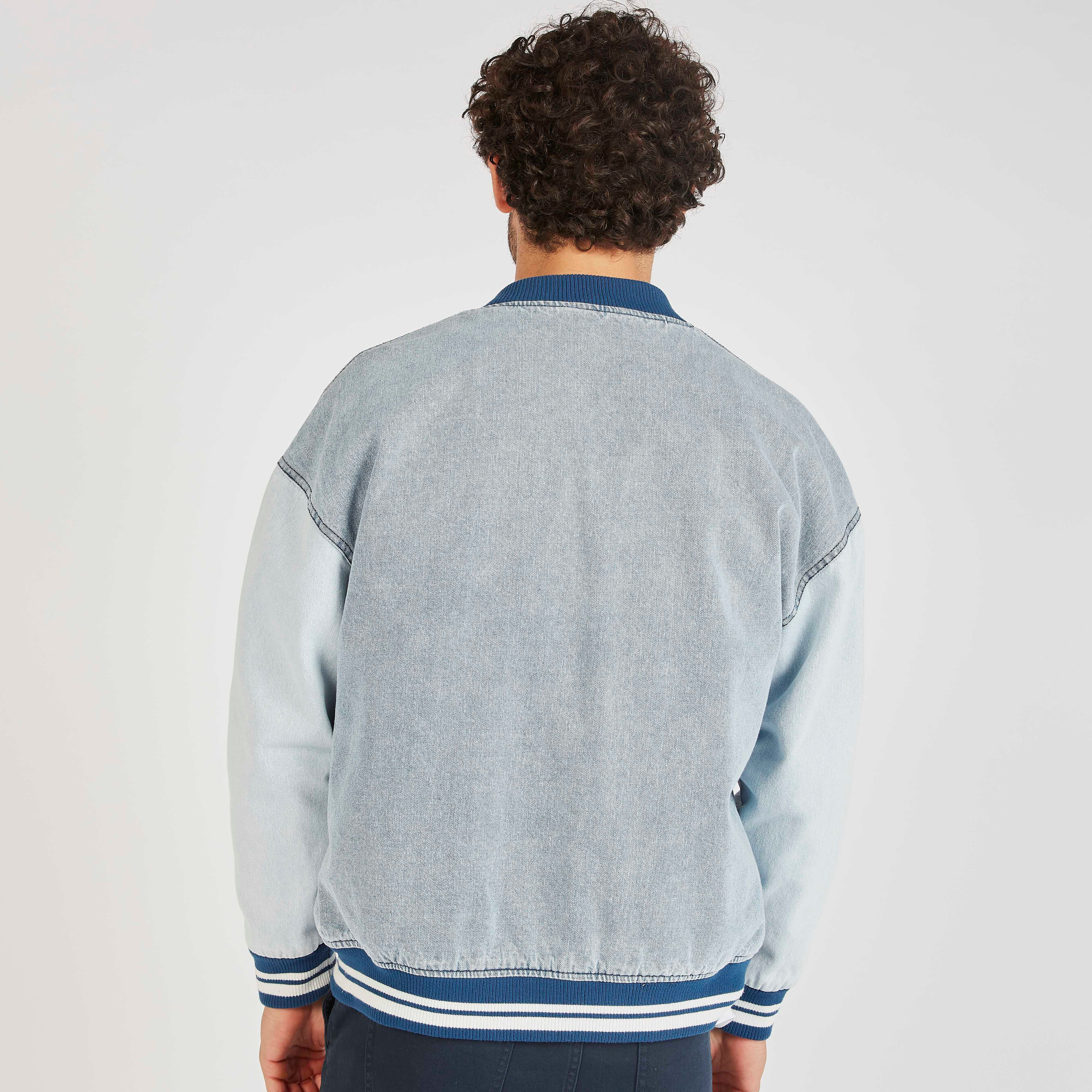 Lee Cooper Colourblock Denim Bomber Jacket with Zip Closure-men-clothing-jacketsandblazers-jackets-image-4