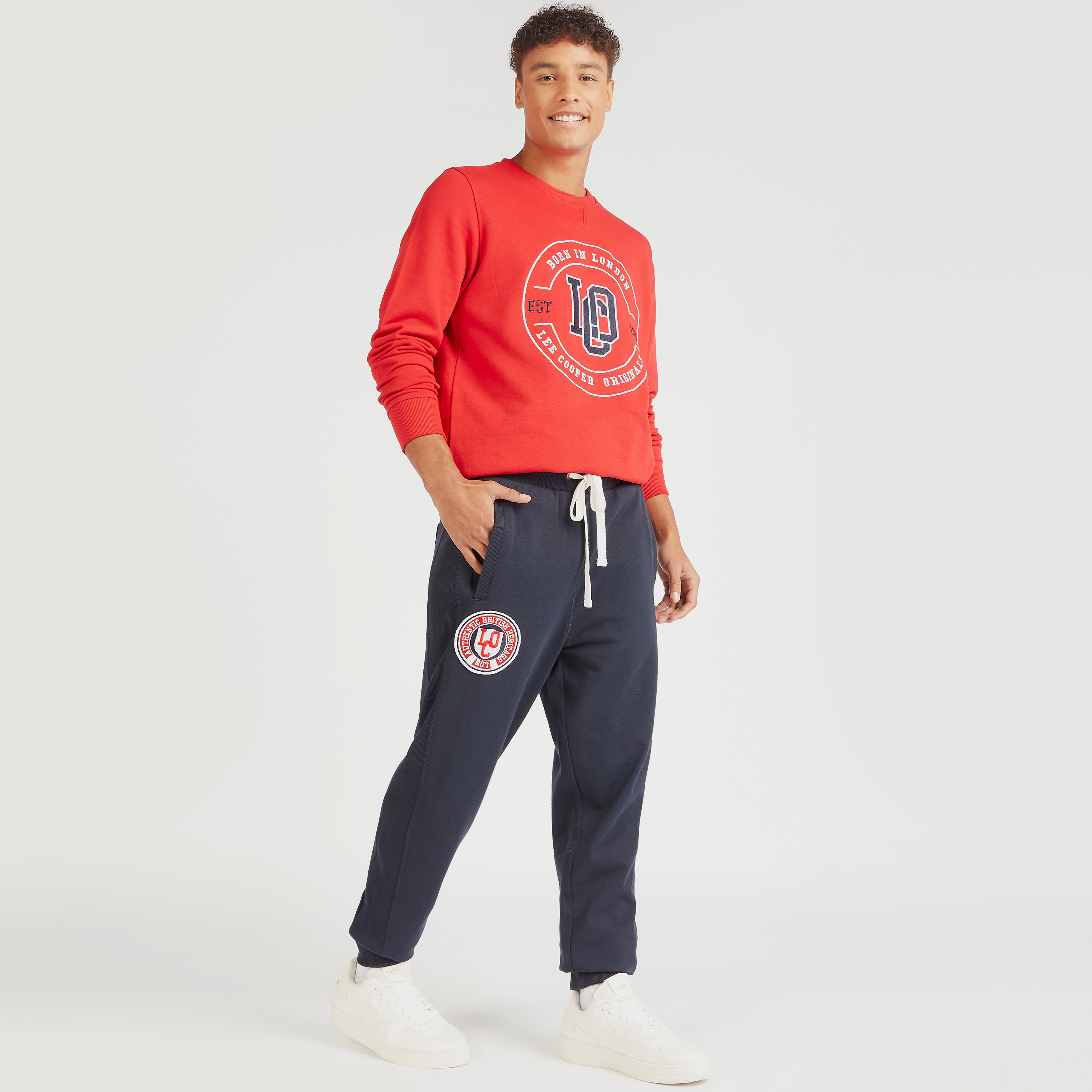 Lee Cooper Printed Joggers with Drawstring Closure and Pockets-men-clothing-bottoms-joggers-image-2