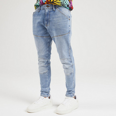 Lee Cooper Carrot Fit Jeans with Pockets and Panel Detail