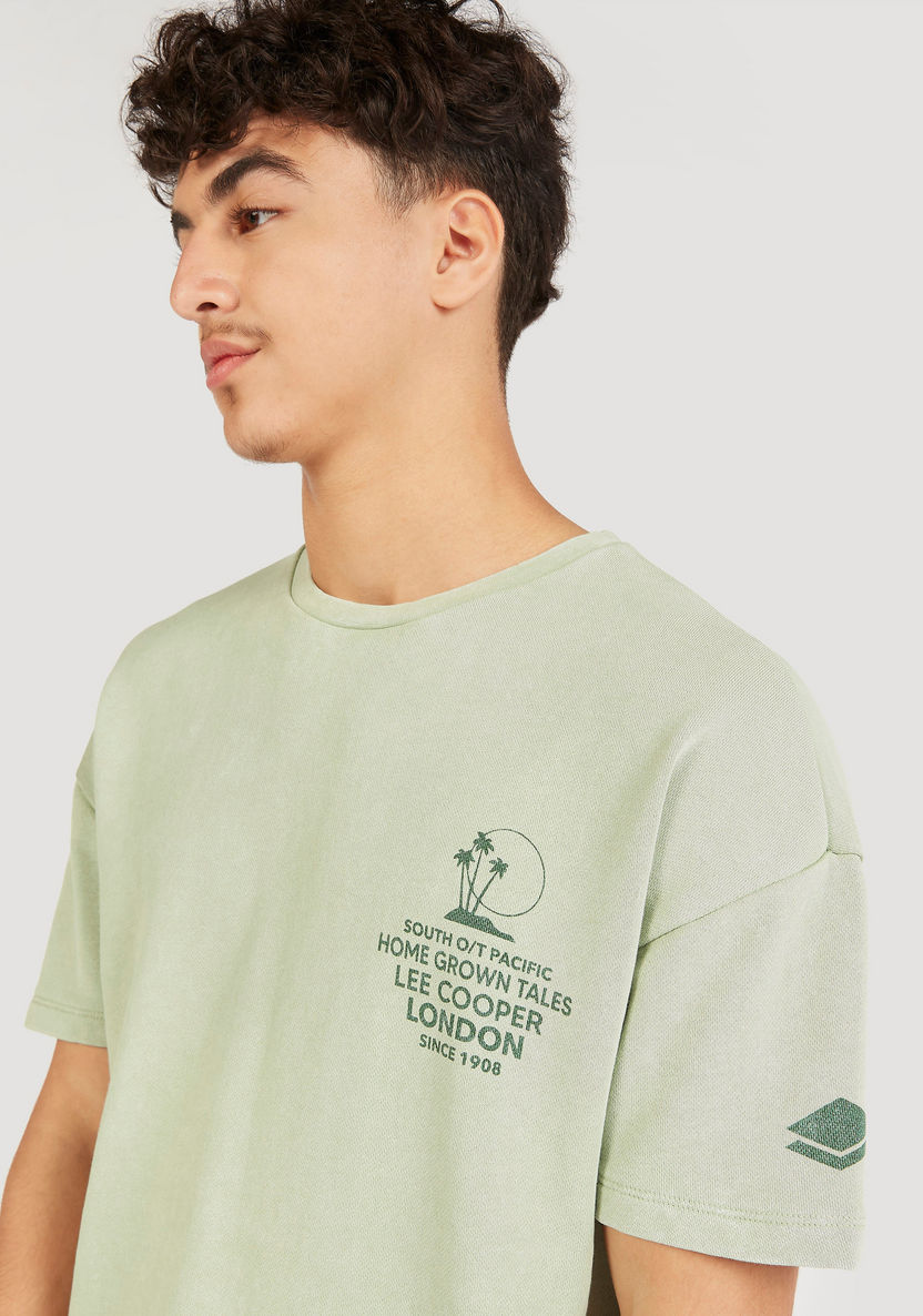 Lee Cooper Printed Crew Neck T-shirt with Adjustable Hem-T Shirts-image-2