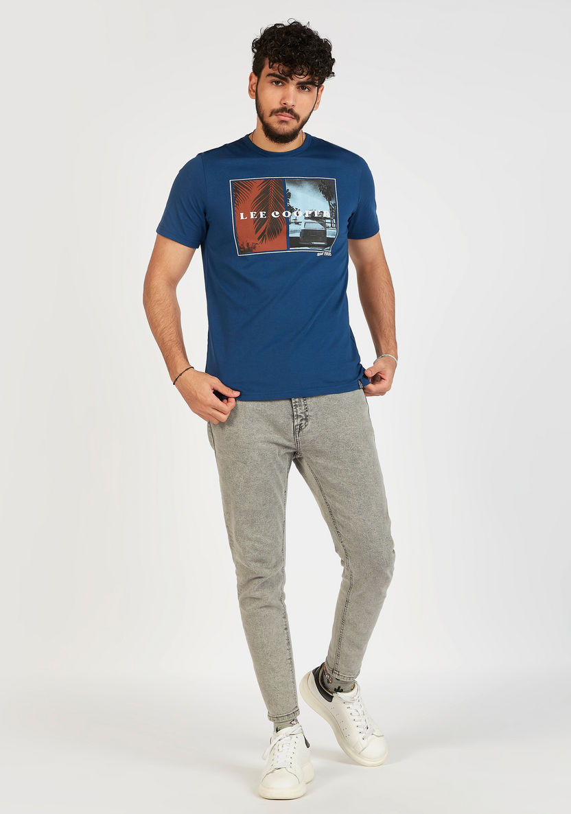 Lee Cooper Printed T-shirt with Short Sleeves and Crew Neck-T Shirts-image-1