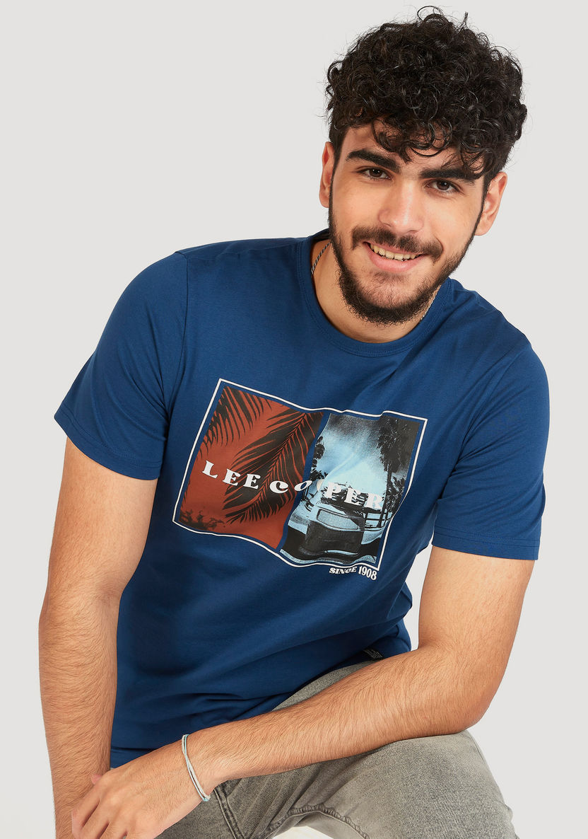 Lee Cooper Printed T-shirt with Short Sleeves and Crew Neck-T Shirts-image-4