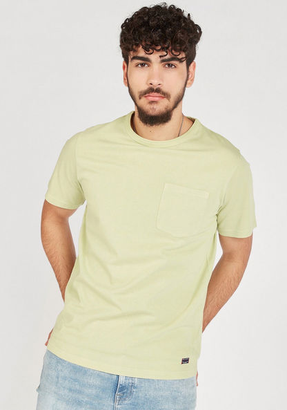 Lee Cooper Solid Crew Neck T-shirt with Pocket and Short Sleeves-T Shirts-image-2
