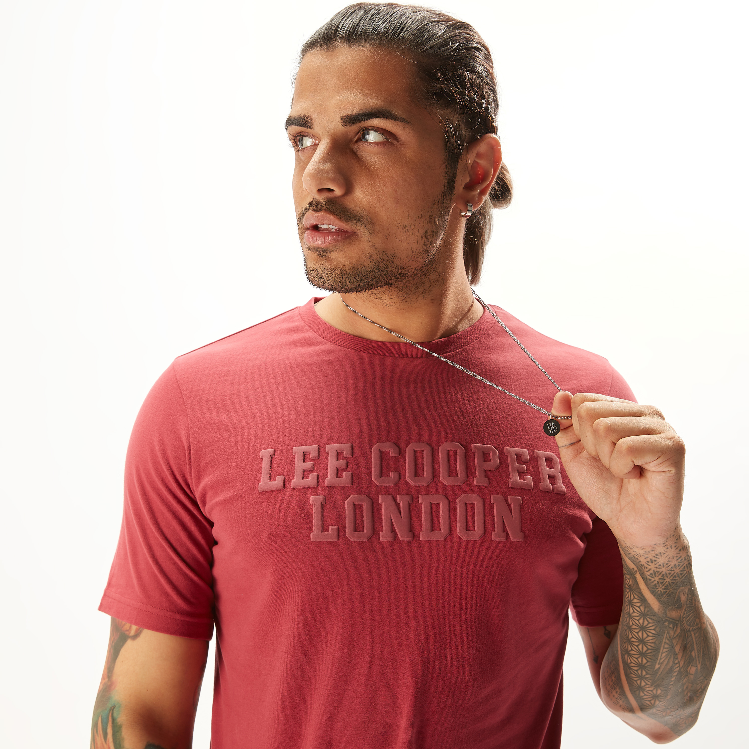 Lee Cooper Embossed T-shirt with Crew Neck and Short Sleeves-men-clothing-tshirtsandpolos-tshirts-image-3