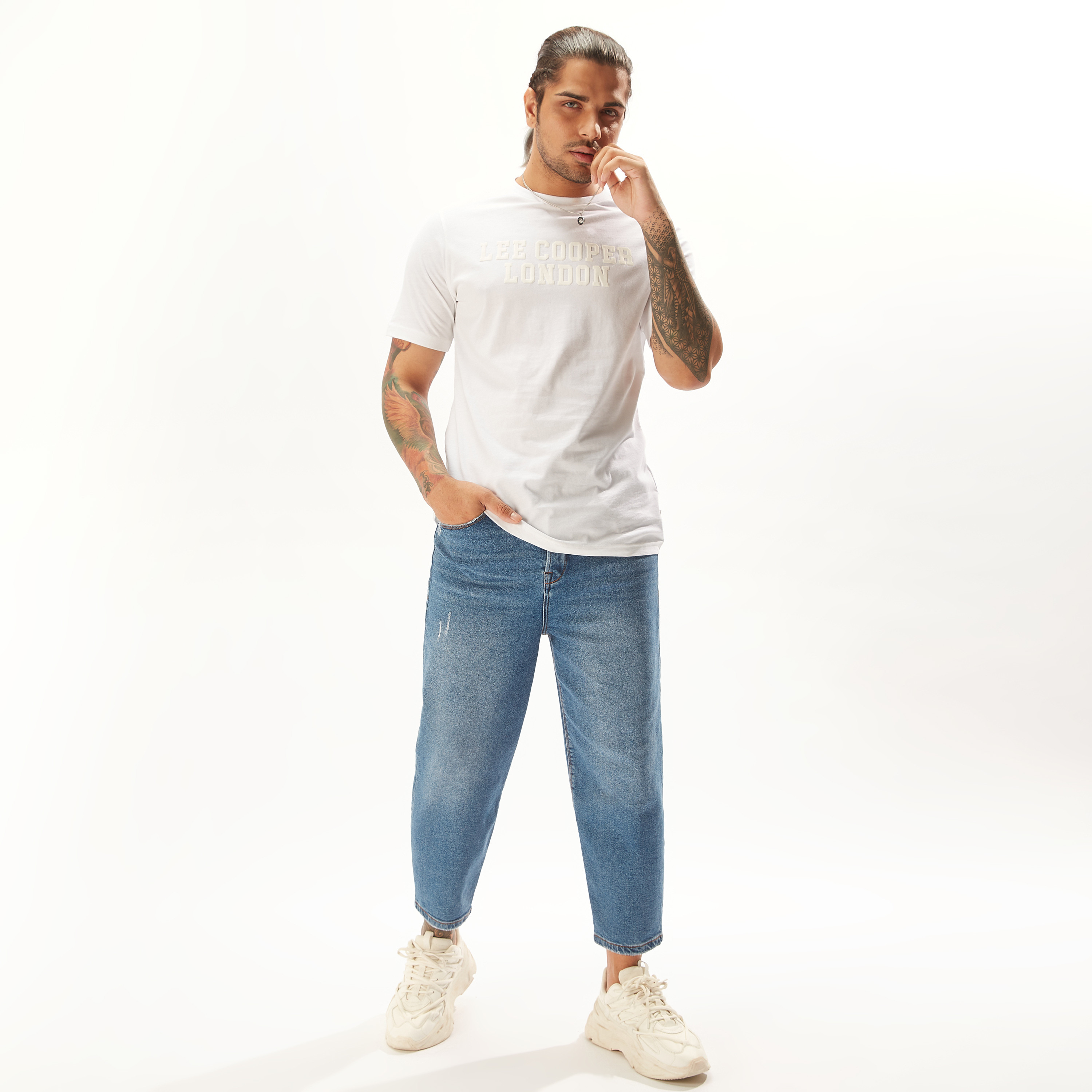 Lee Cooper Embossed T-shirt with Crew Neck and Short Sleeves-men-clothing-tshirtsandpolos-tshirts-image-6