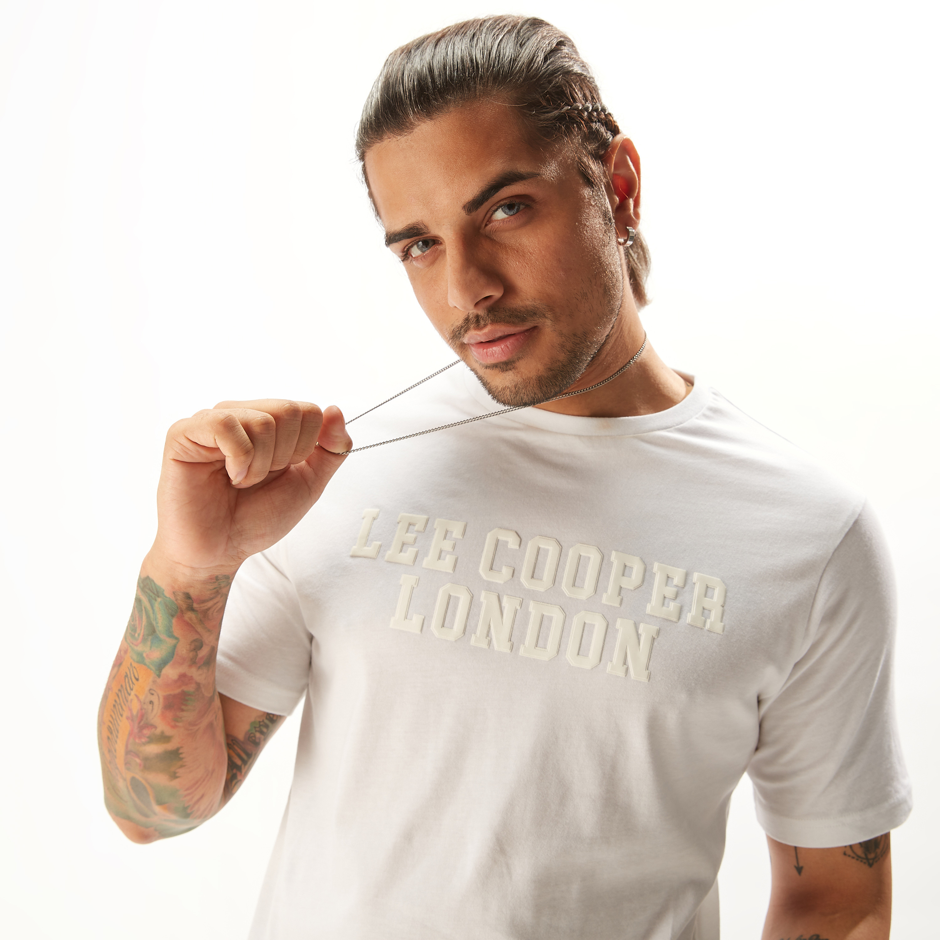 Lee Cooper Embossed T-shirt with Crew Neck and Short Sleeves-men-clothing-tshirtsandpolos-tshirts-image-7