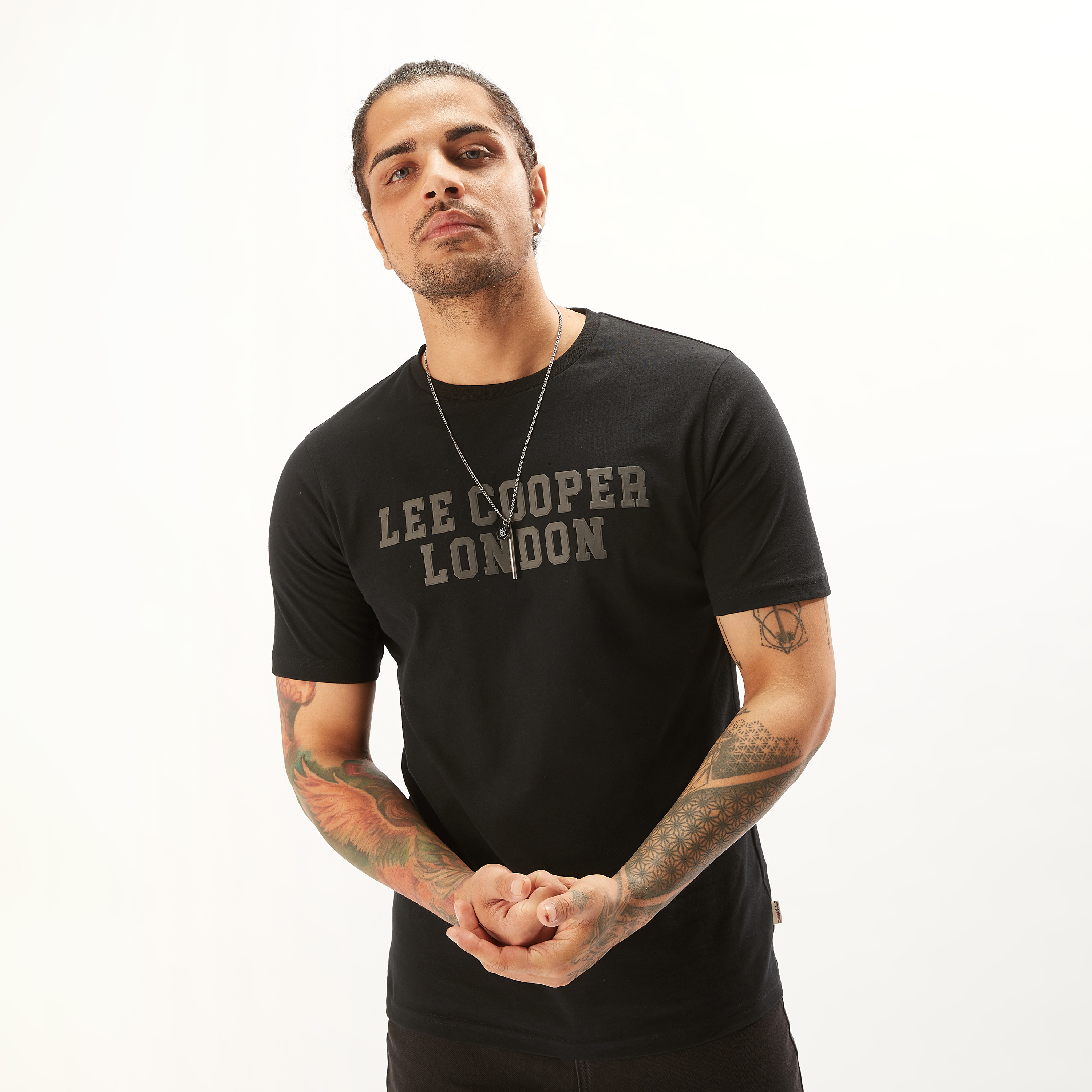 Lee Cooper Embossed T-shirt with Crew Neck and Short Sleeves-men-clothing-tshirtsandpolos-tshirts-image-9