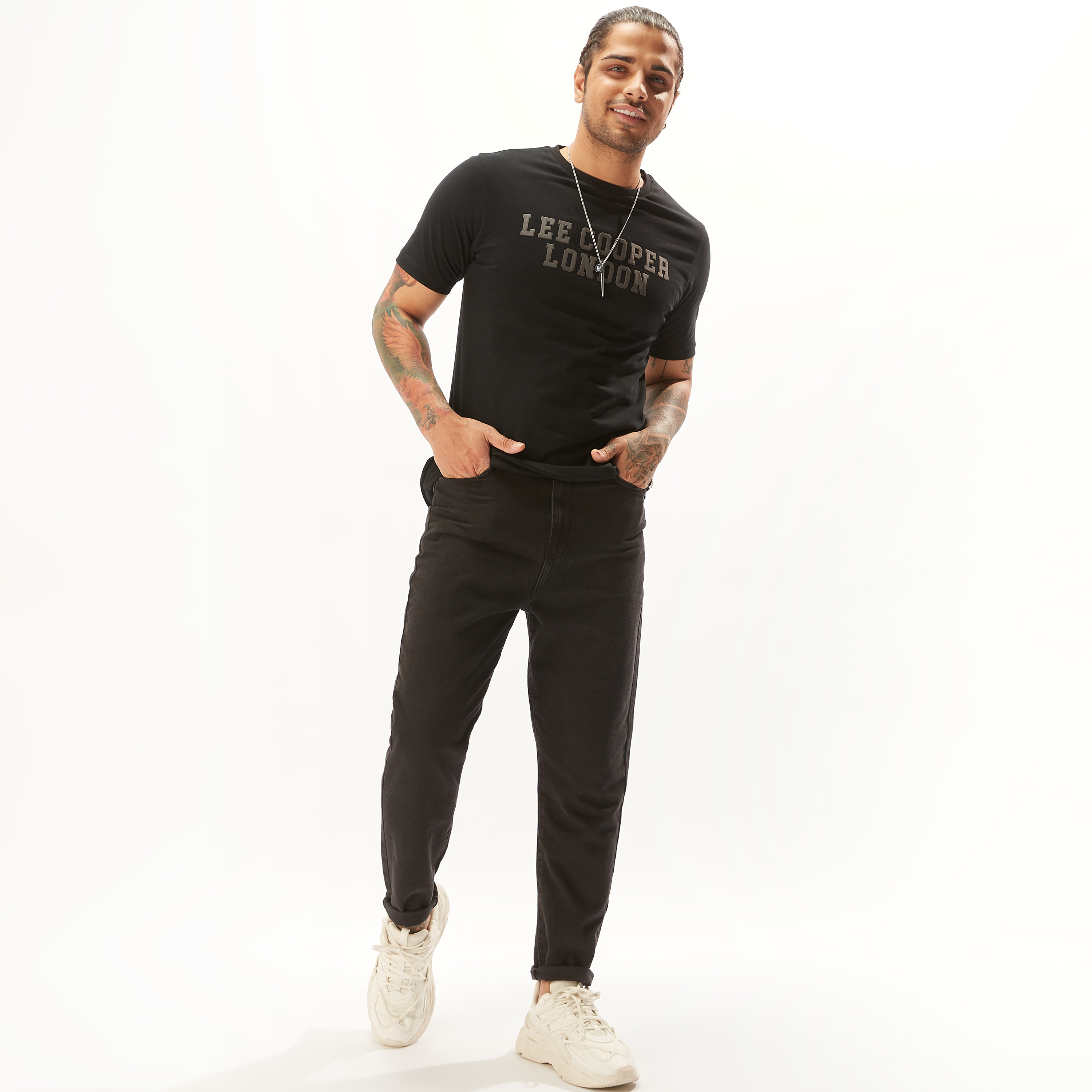 Lee Cooper Embossed T-shirt with Crew Neck and Short Sleeves-men-clothing-tshirtsandpolos-tshirts-image-10