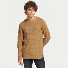 Lee Cooper Textured Sweater with Crew Neck and Long Sleeves