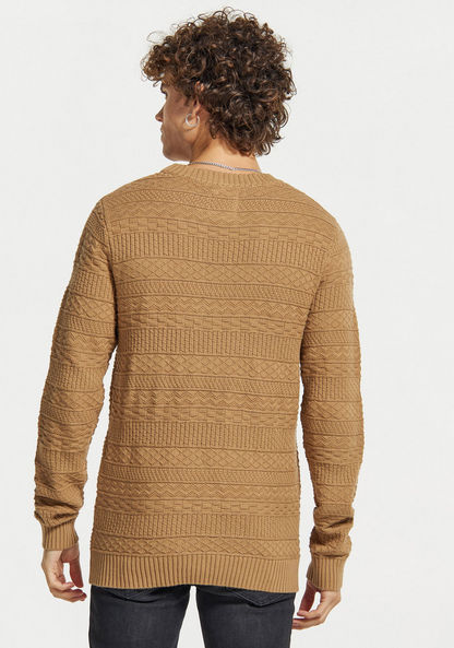 Lee Cooper Textured Sweater with Crew Neck and Long Sleeves-Sweaters-image-2