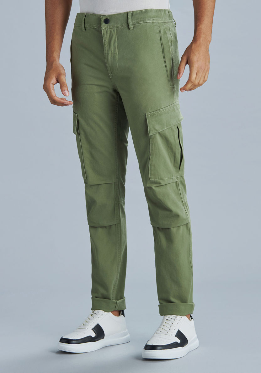 Buy Lee Cooper Relaxed Fit Full Length Cargo Pants with Button Closure ...