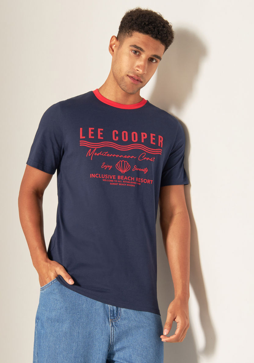 Buy Lee Cooper Printed T-shirt with Short Sleeves and Crew Neck ...