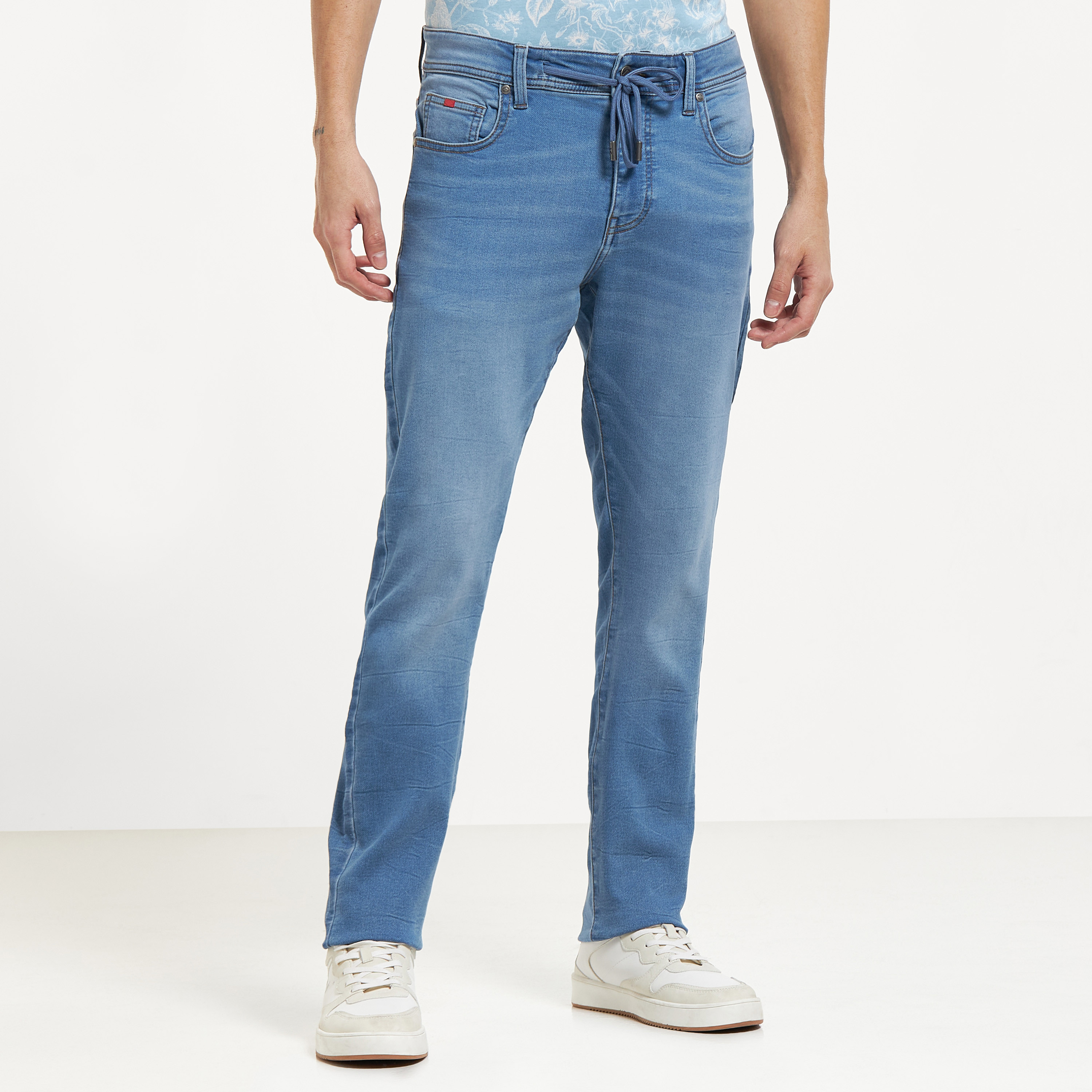 Buy Lee Cooper Slim Fit Jeans with Drawstring Closure and Pockets Splash UAE