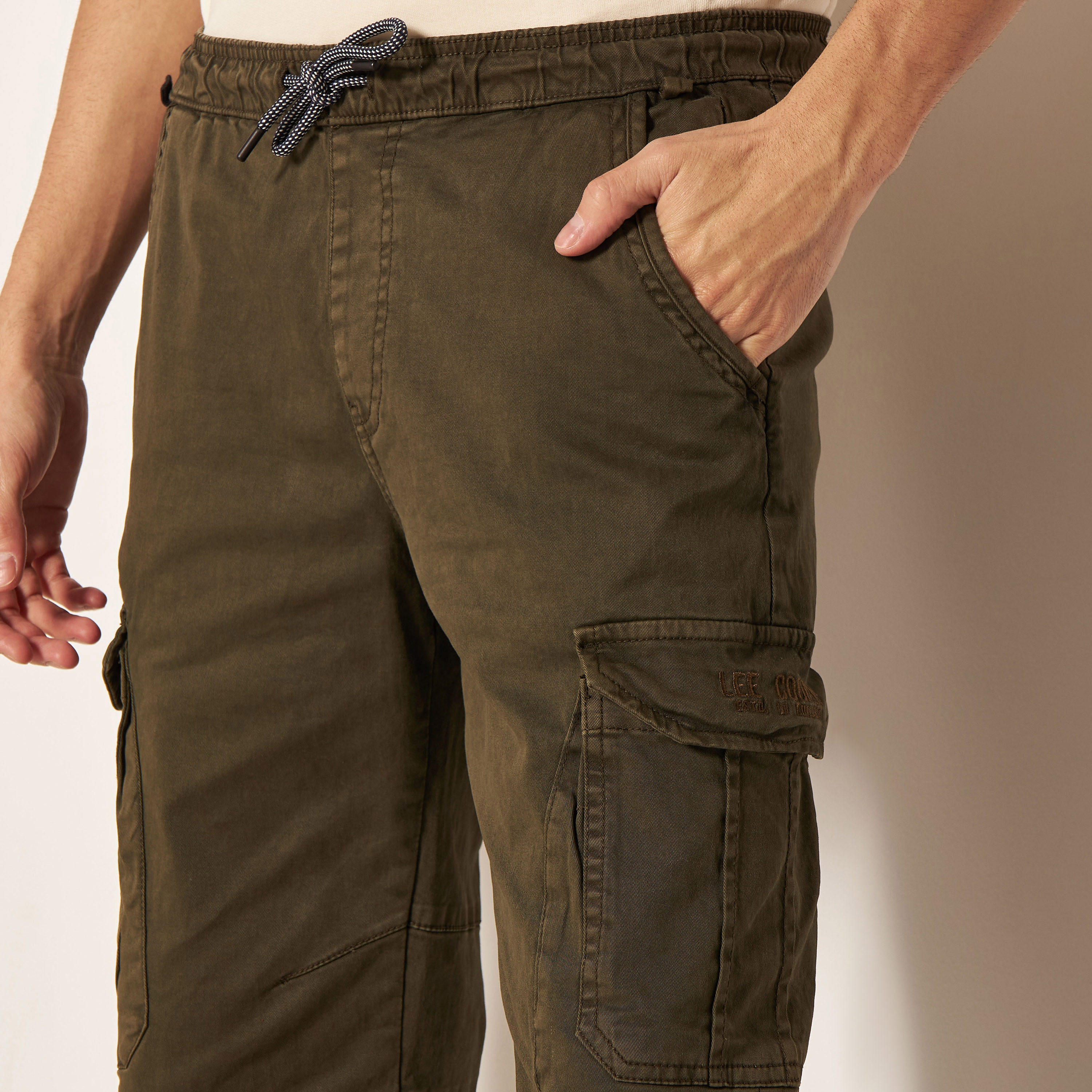 Buy Lee Cooper Solid Relaxed Fit Cargo Joggers Splash KSA