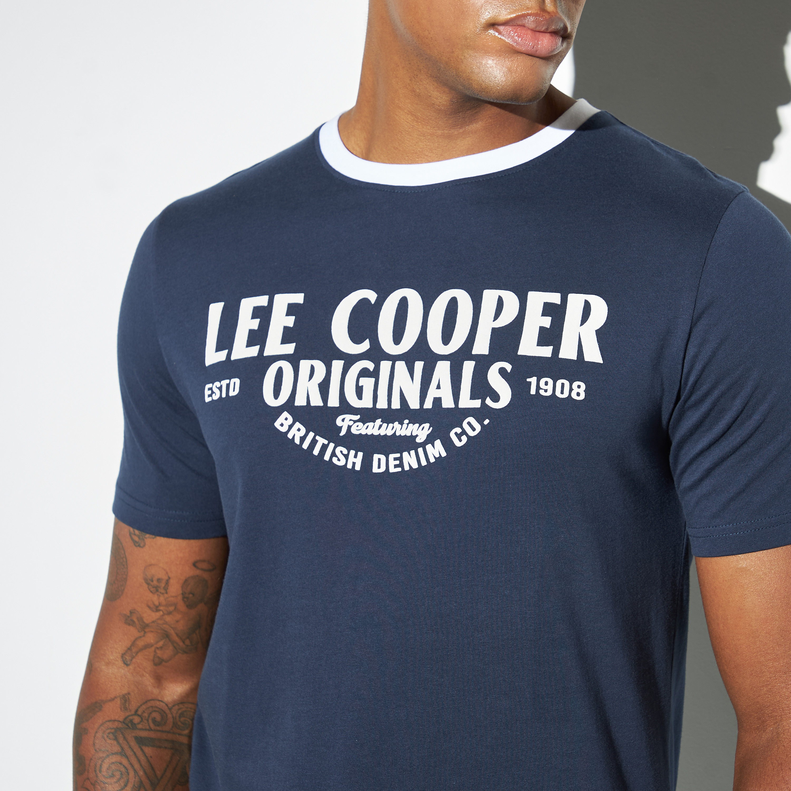 Lee Cooper Logo Print Crew Neck T-shirt with Short Sleeves-men-clothing-tshirtsandpolos-tshirts-image-3