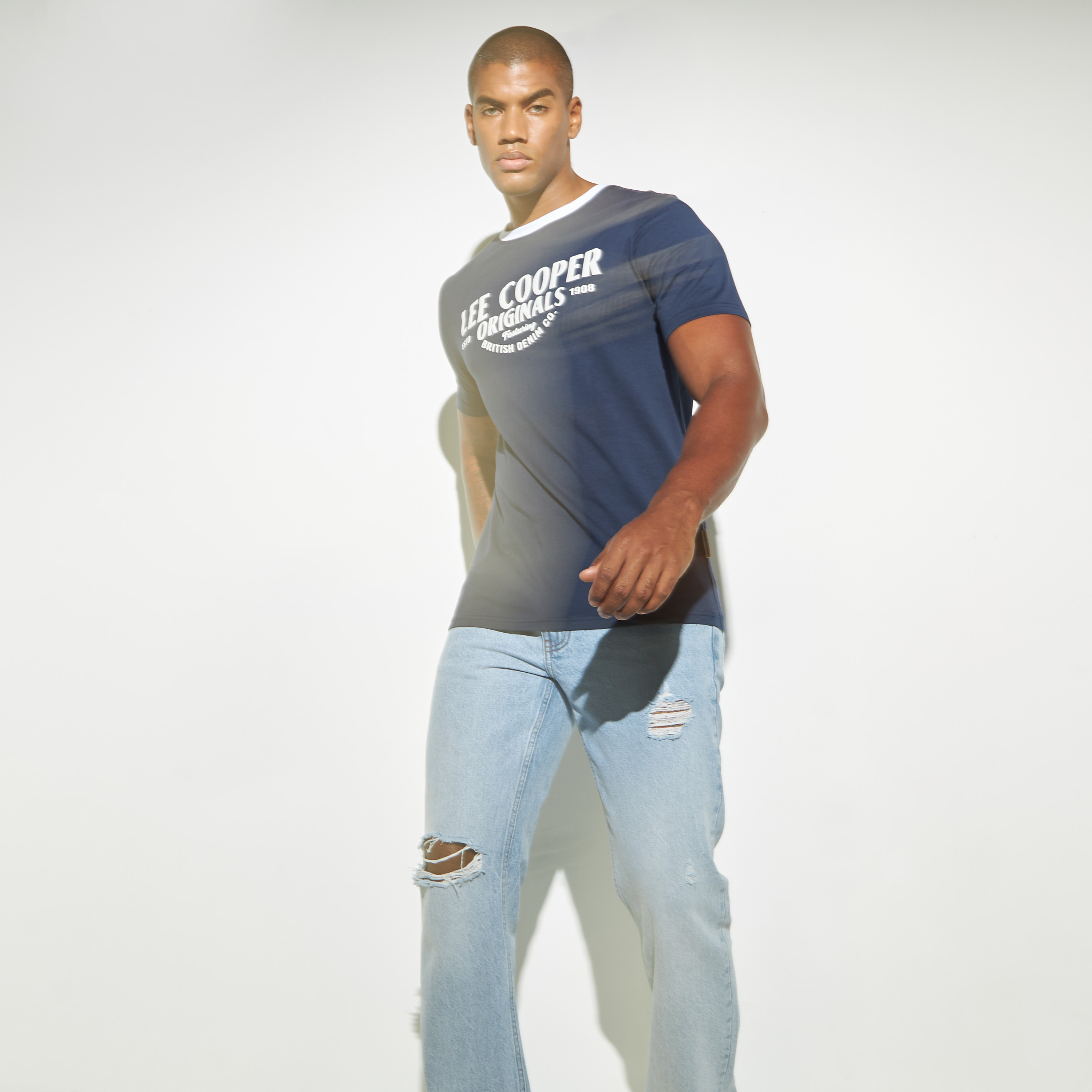 Lee Cooper Logo Print Crew Neck T-shirt with Short Sleeves-men-clothing-tshirtsandpolos-tshirts-image-5