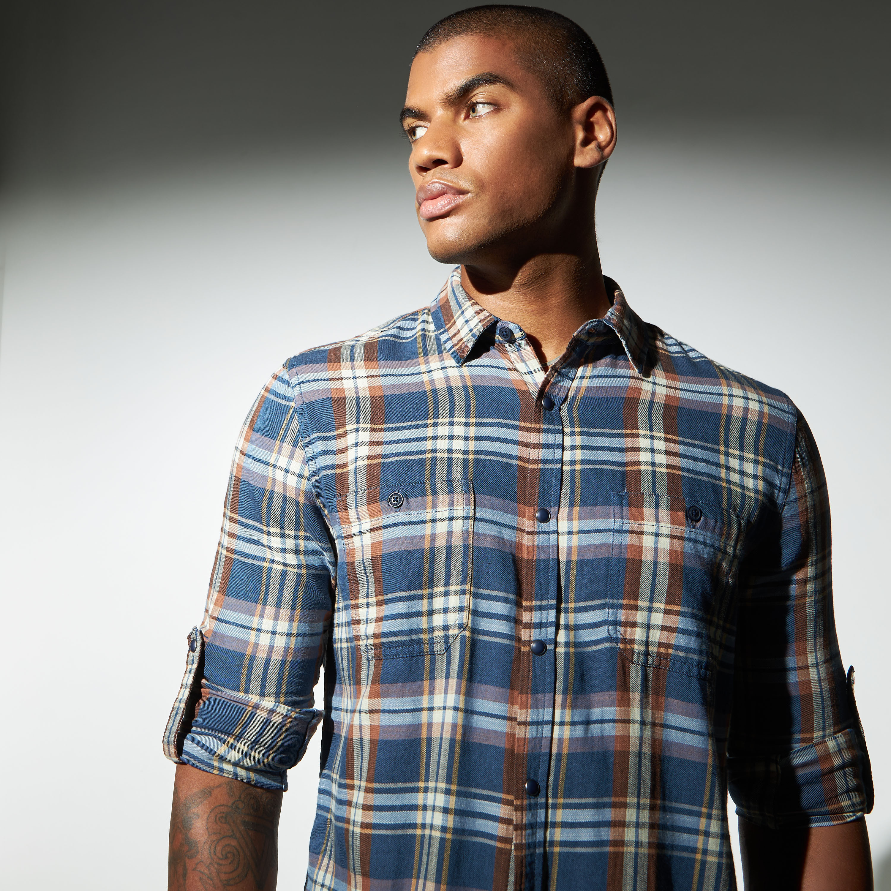 Lee Cooper All-Over Checked Shirt with Pockets and Long Sleeves-men-clothing-shirts-image-1