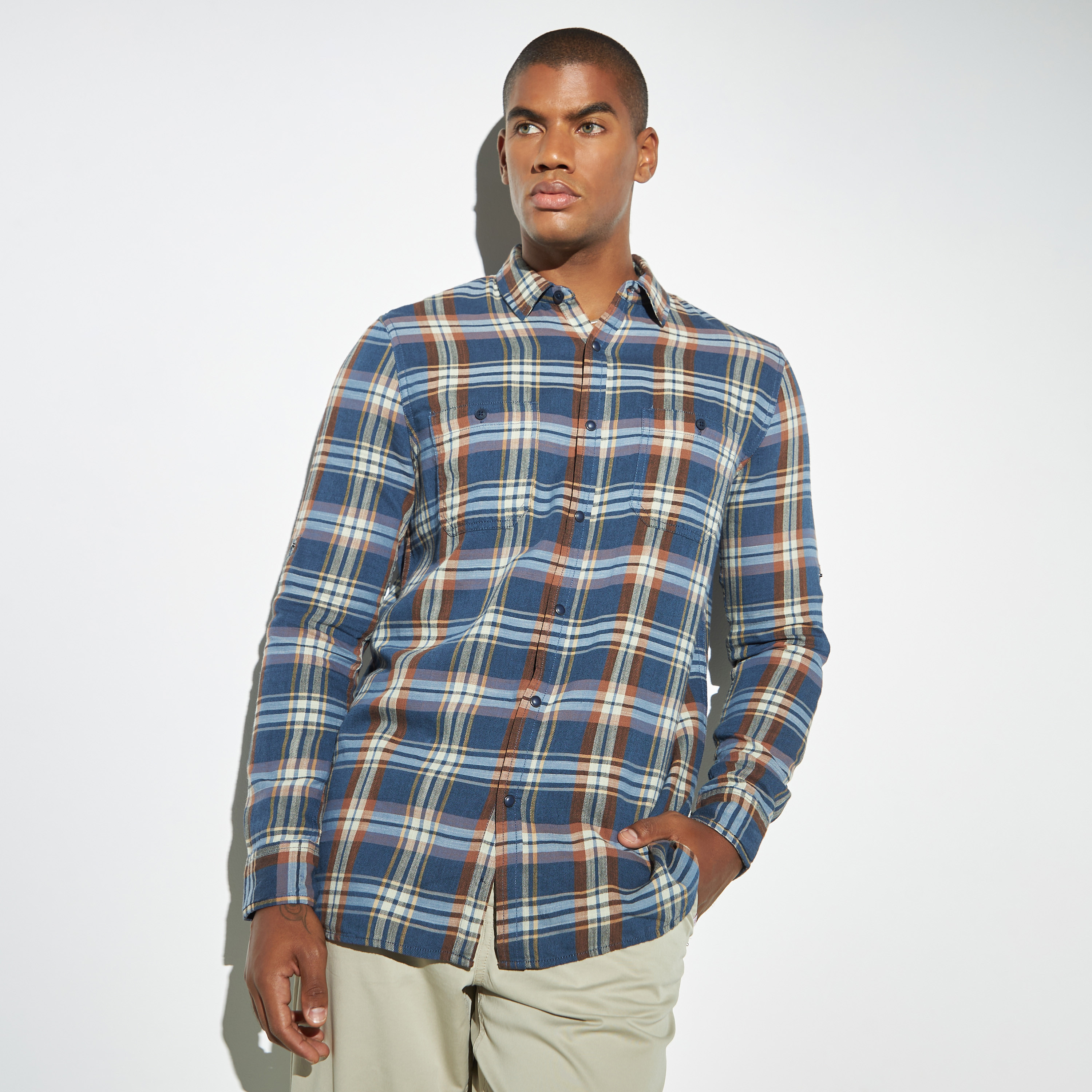 Lee Cooper All-Over Checked Shirt with Pockets and Long Sleeves-men-clothing-shirts-image-2