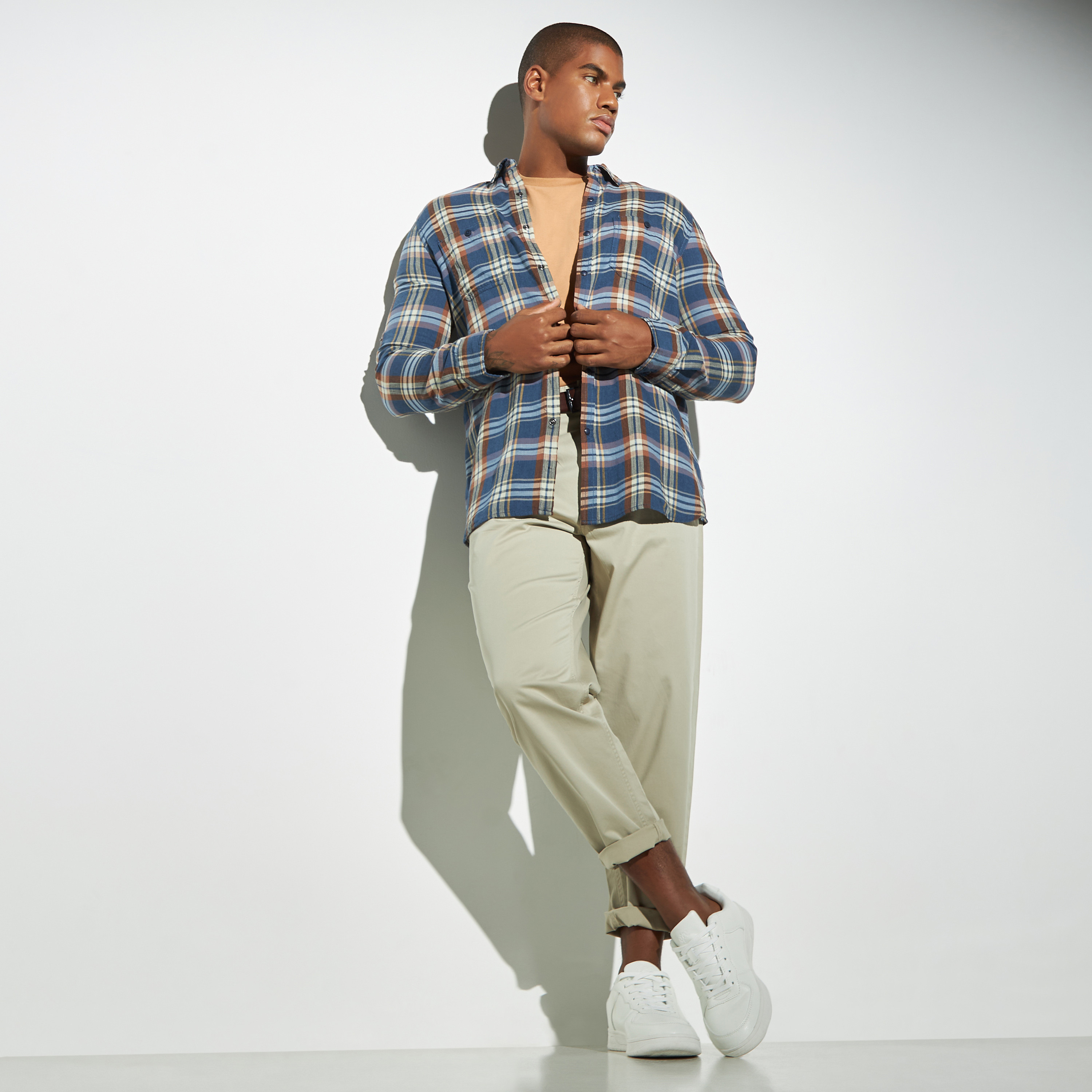 Lee Cooper All-Over Checked Shirt with Pockets and Long Sleeves-men-clothing-shirts-image-4