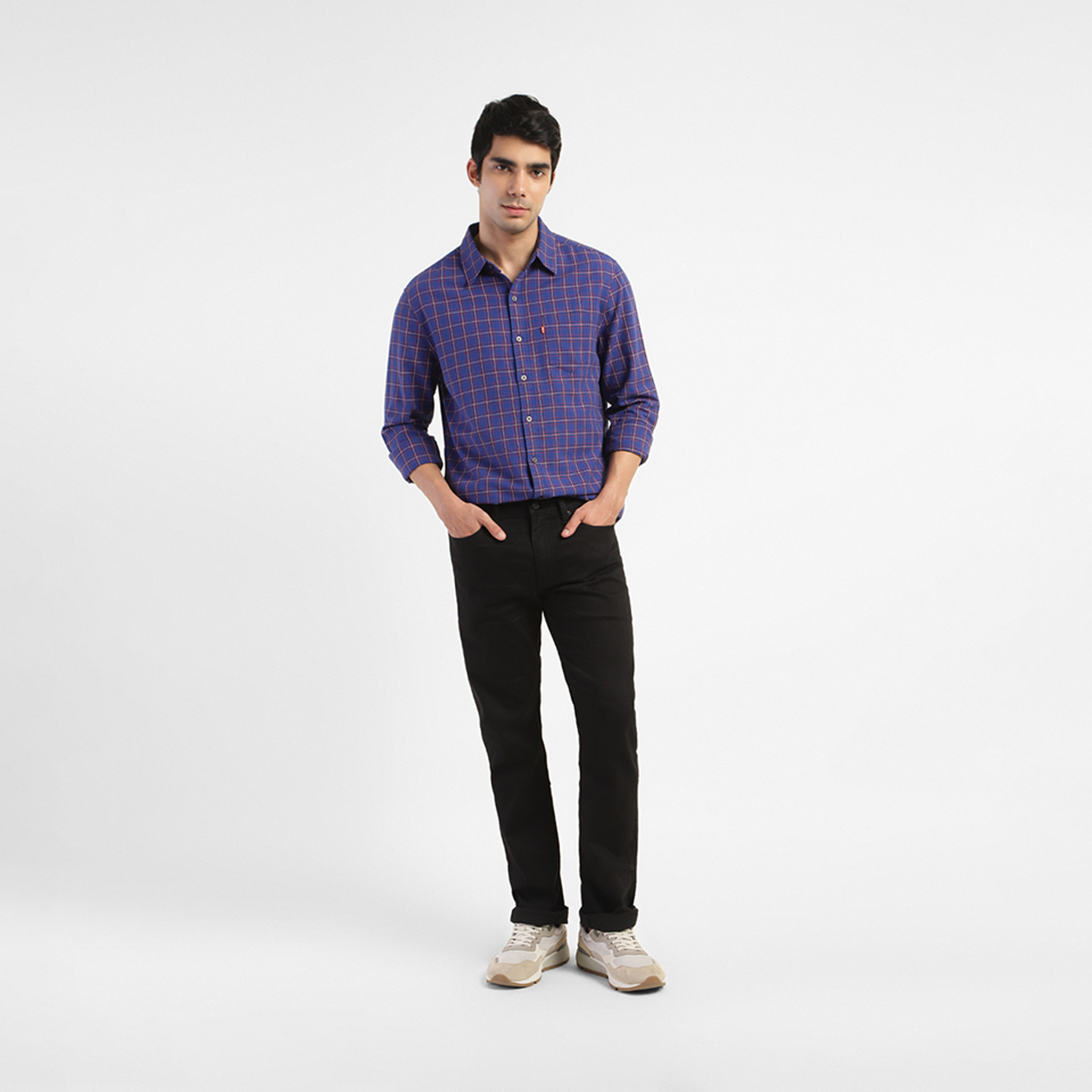 Levi's Men's Checked Collared Long Sleeves Dress Shirt-men-clothing-shirts-image-1