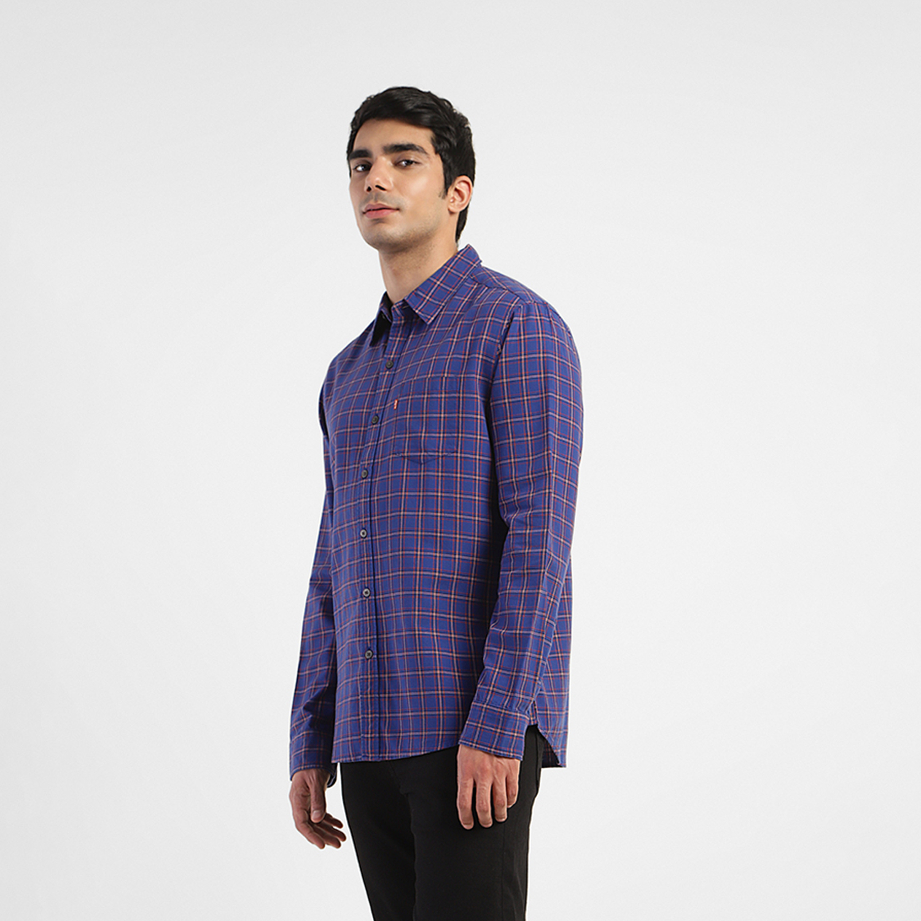 Levi's Men's Checked Collared Long Sleeves Dress Shirt-men-clothing-shirts-image-3