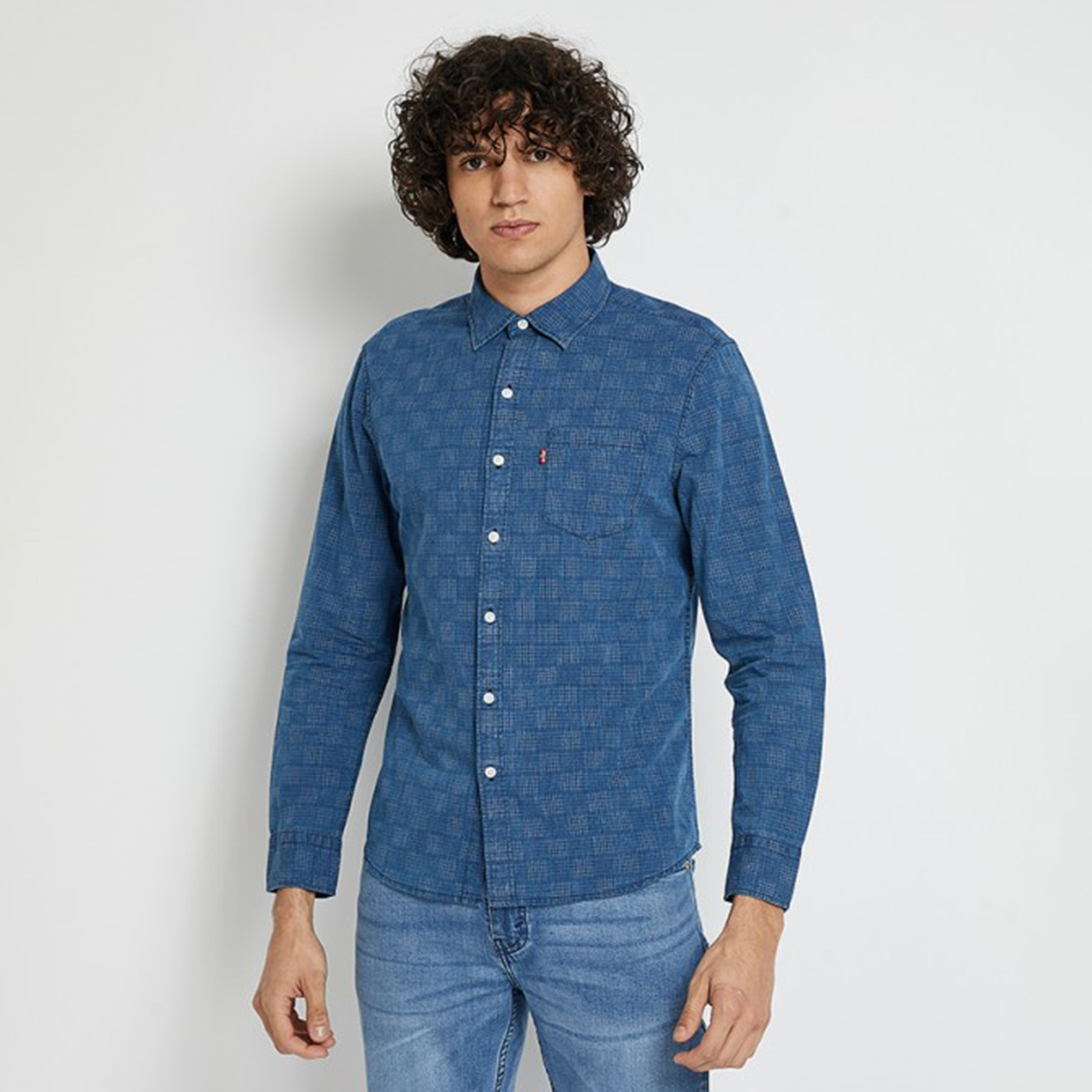 قميص كاجوال بأكمام طويلة مع مربعات من ليفايز-men-clothing-shirts-image-1