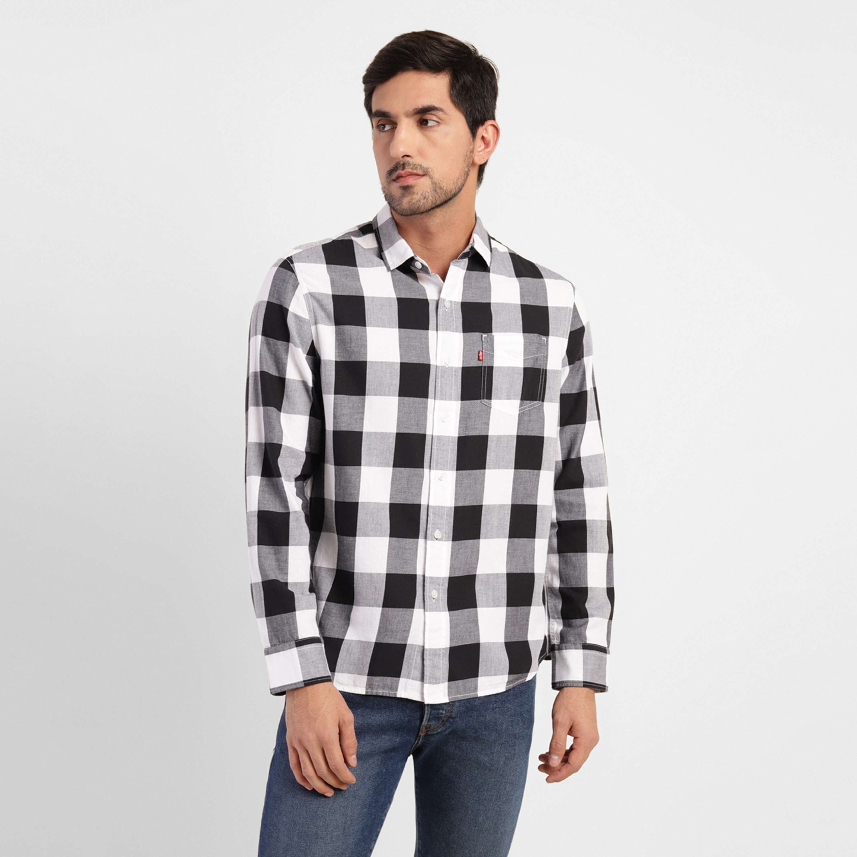Levi's Checked Collared Long Sleeves Shirt with Patch Pocket-men-clothing-shirts-image-1