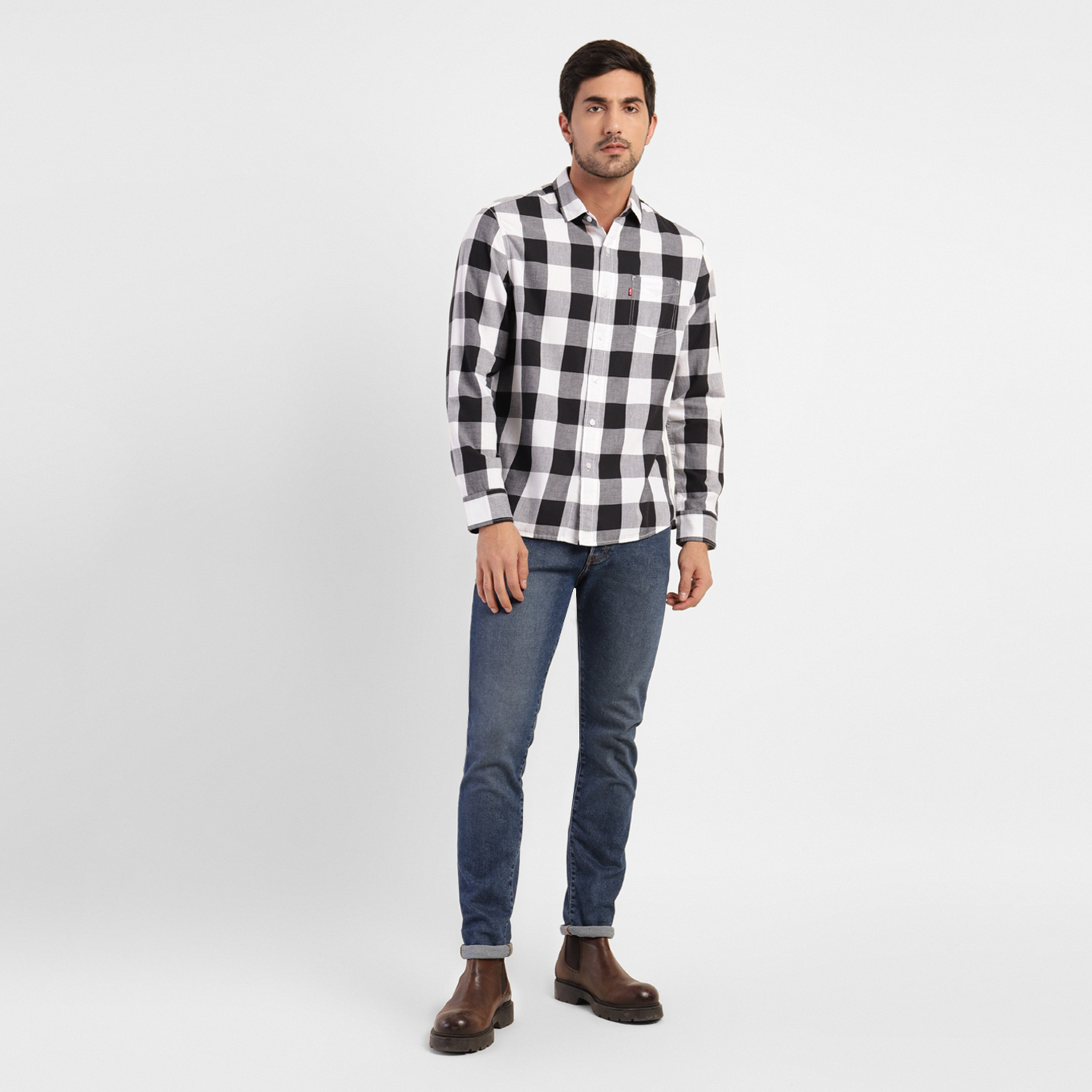 Levi's Checked Collared Long Sleeves Shirt with Patch Pocket-men-clothing-shirts-image-2
