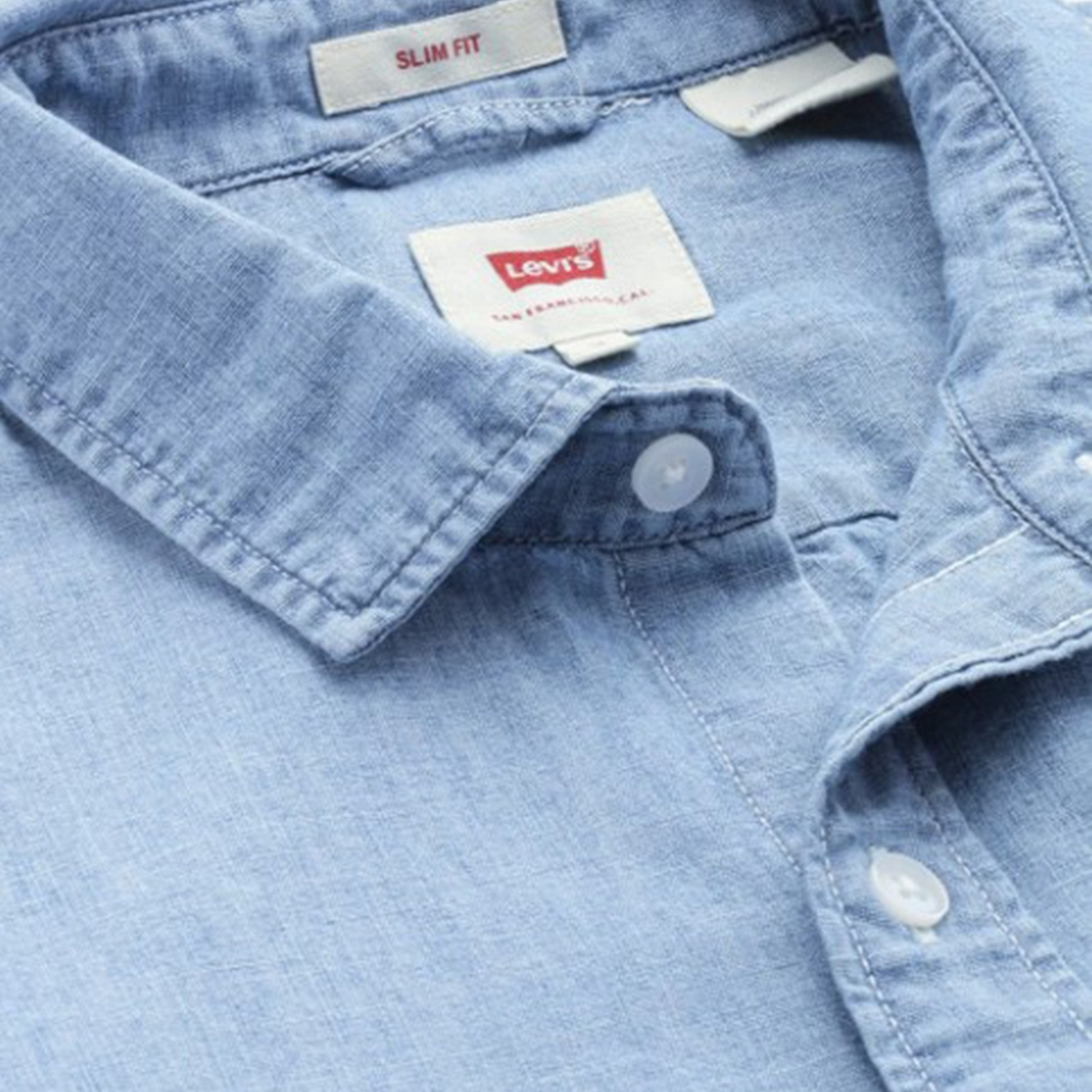 Levi's Plain Collared Long Sleeves Men's Shirt-men-clothing-shirts-image-2