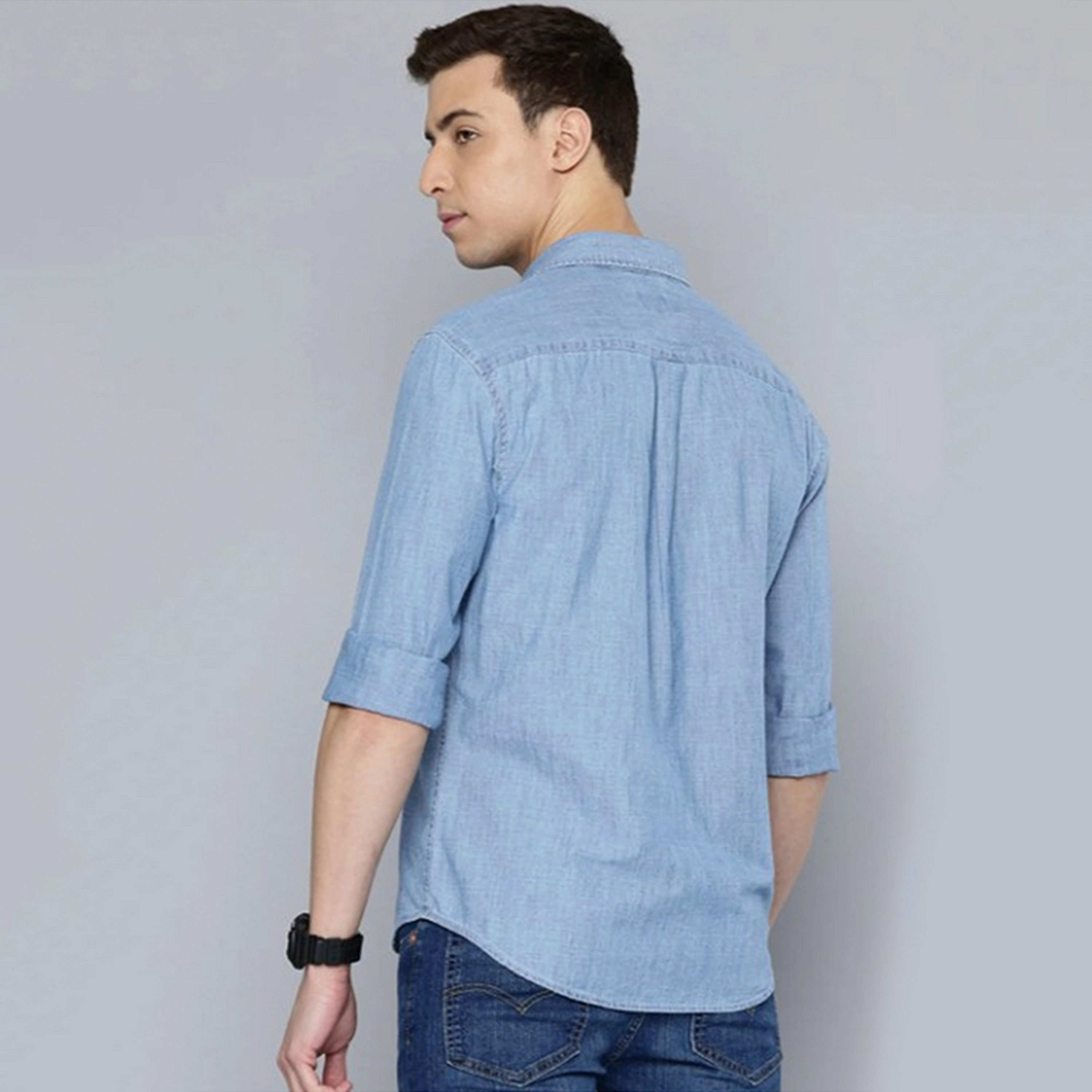 Levi's Plain Collared Long Sleeves Men's Shirt-men-clothing-shirts-image-3