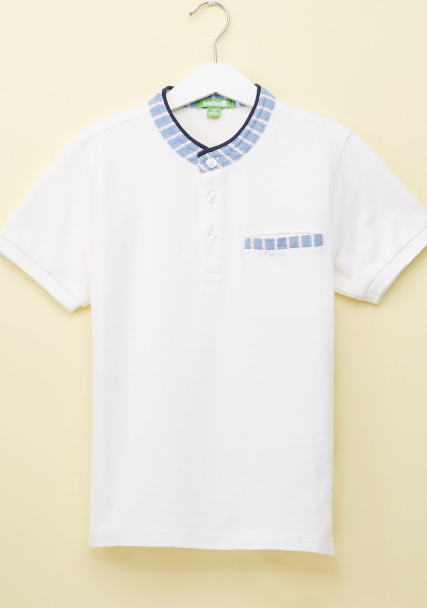 Bossini Striped Mandarin Collar T-shirt-T Shirts-image-0