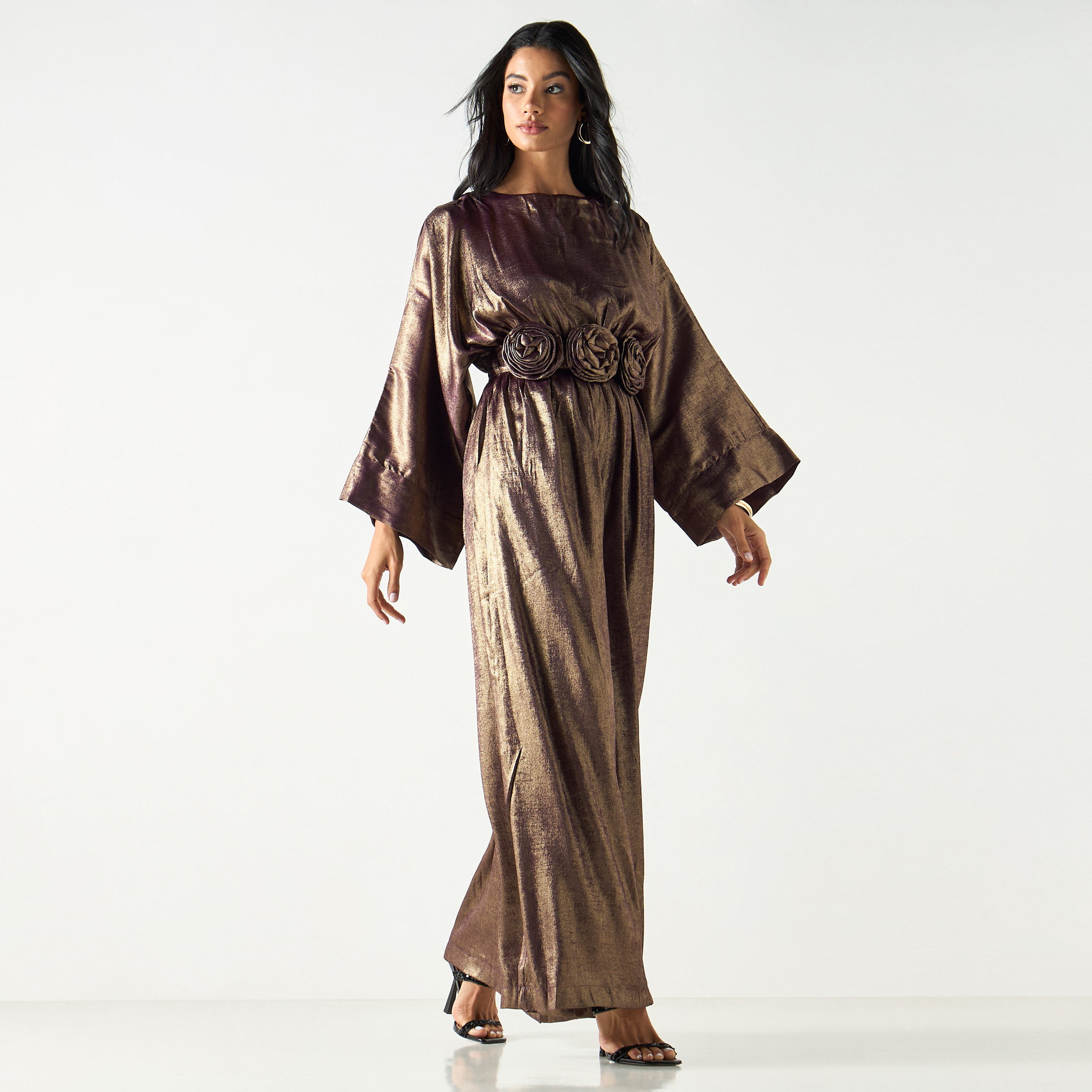 جمبسوت سادة بأرجل واسعة وأكمام طويلة وحزام رباط-women-clothing-jumpsuits-image-10