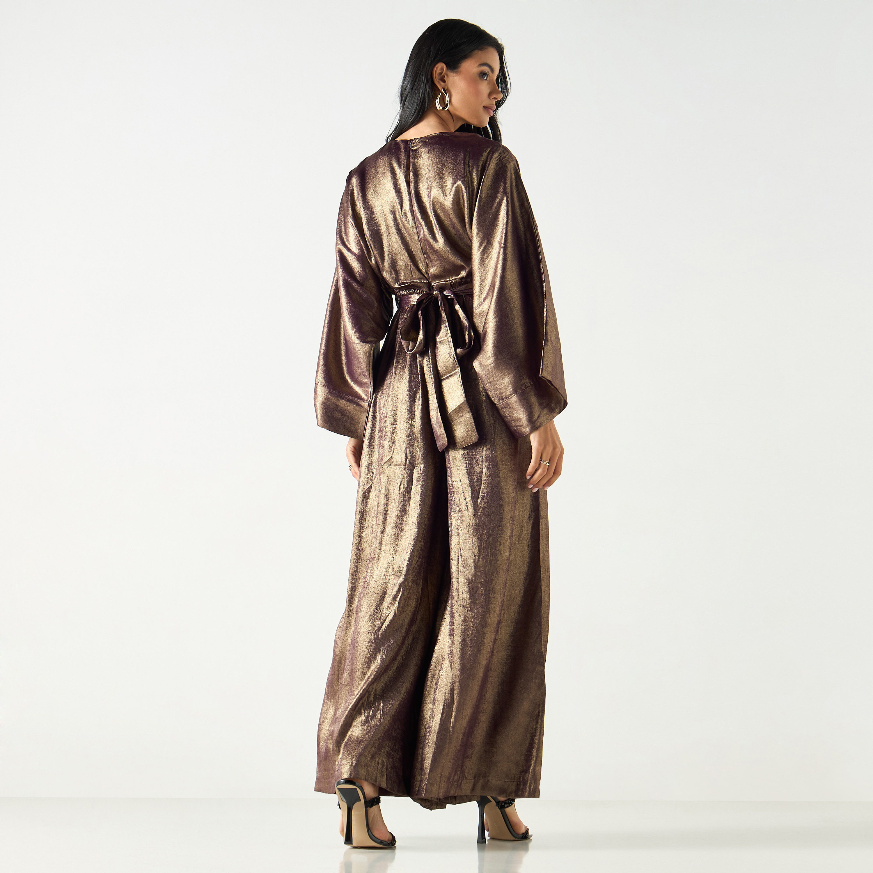 جمبسوت سادة بأرجل واسعة وأكمام طويلة وحزام رباط-women-clothing-jumpsuits-image-11