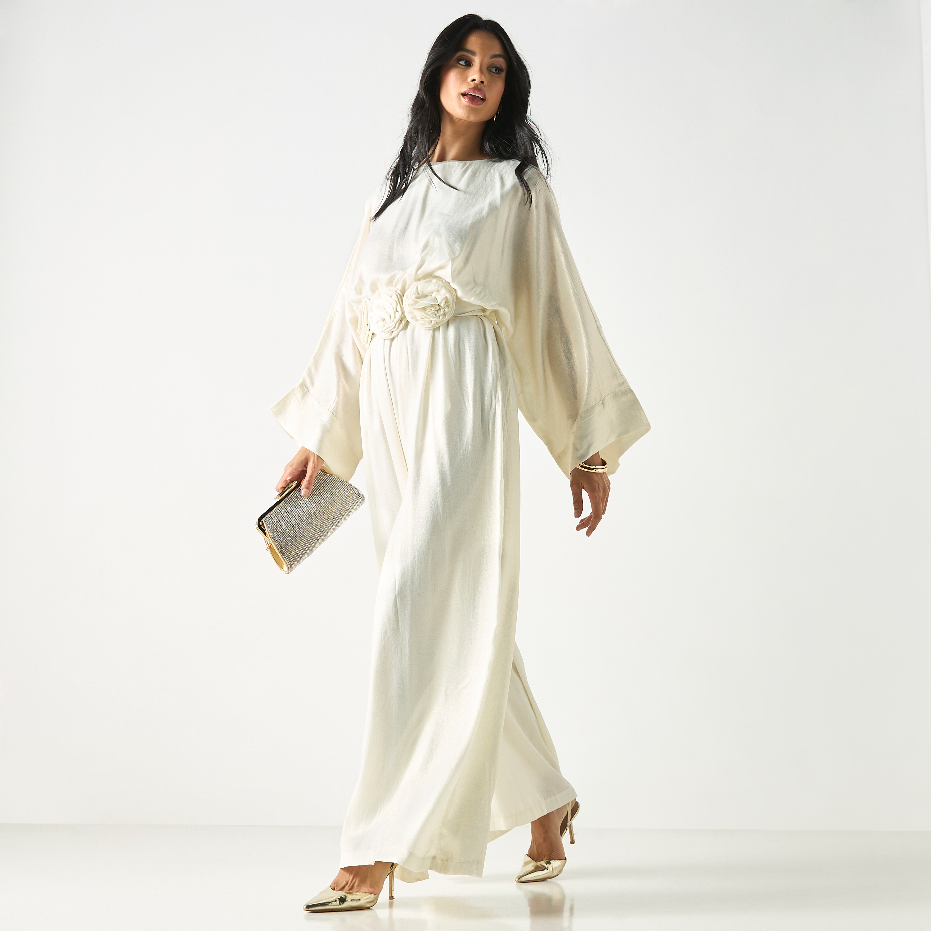 جمبسوت سادة بأرجل واسعة وأكمام طويلة وحزام رباط-women-clothing-jumpsuits-image-5