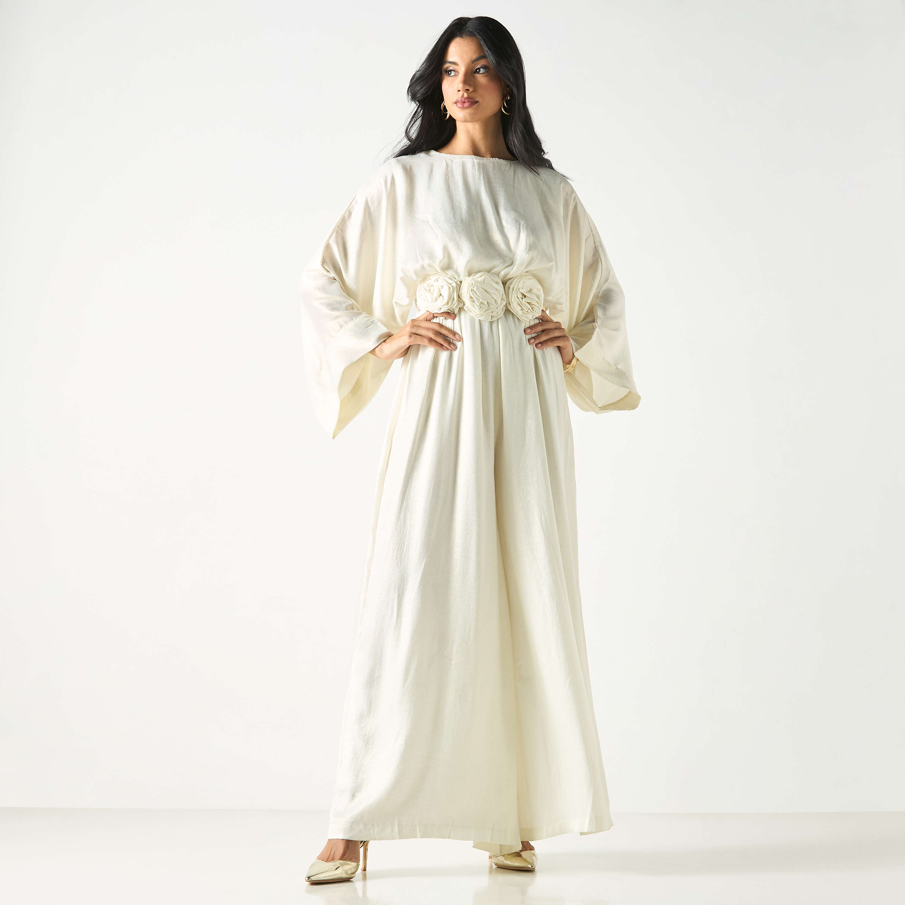 جمبسوت سادة بأرجل واسعة وأكمام طويلة وحزام رباط-women-clothing-jumpsuits-image-6