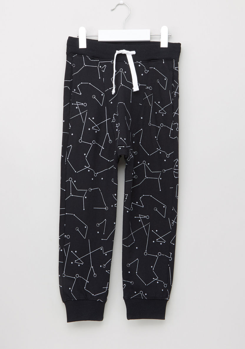 Bossini Printed Jog Pants with Elasticised Waistband and Drawstring-Joggers-image-0