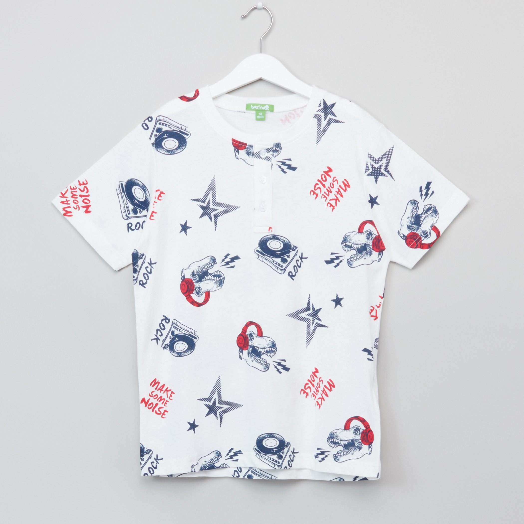 تيشيرت مطبوع بياقة هينلي وأكمام قصيرة من بوسيني-boys-clothing-tshirtsandpolos-image-1