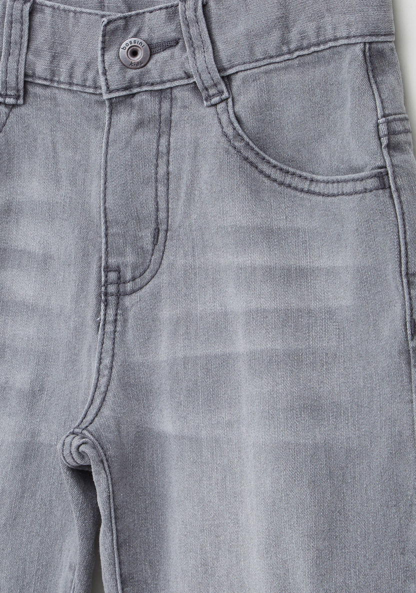 Distressed Full Length Jeans with Button Closure and Pocket Detail-Jeans-image-1