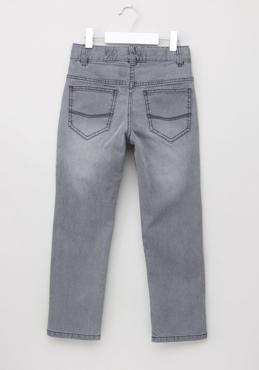 Distressed Full Length Jeans with Button Closure and Pocket Detail-Jeans-image-2