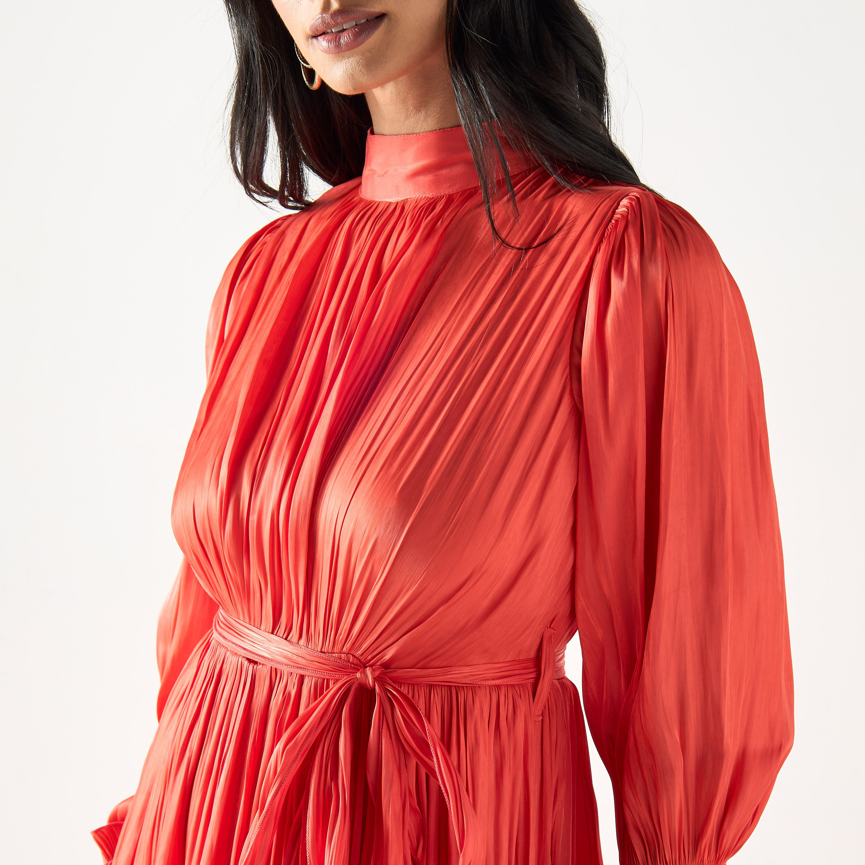 فستان طويل متعدد الطبقات لامع بحزام رباط-women-clothing-dresses-image-4