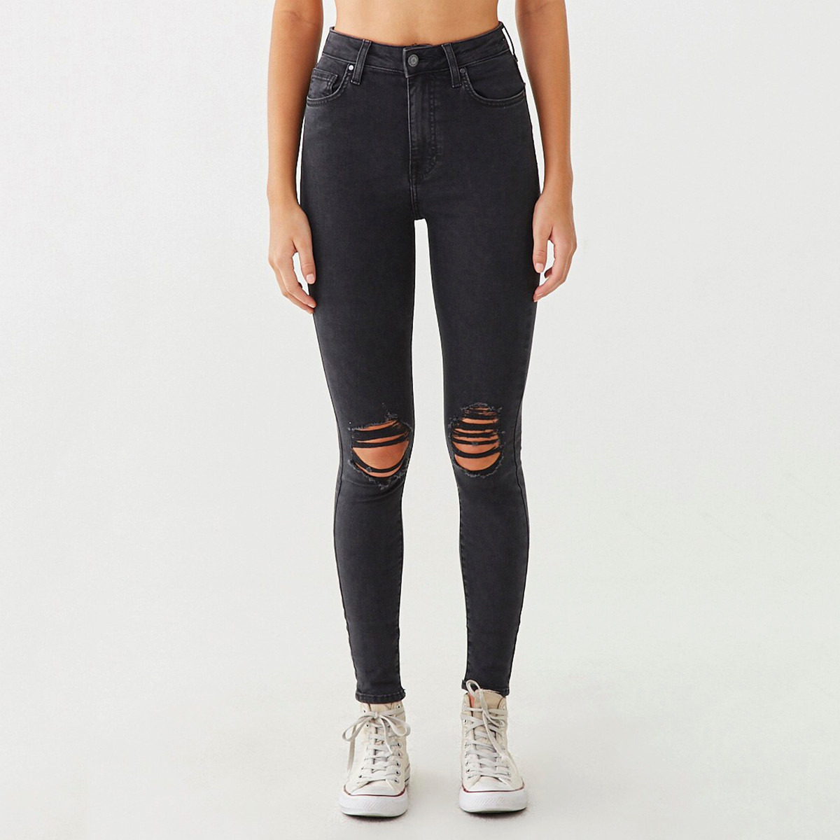 Black ripped 2024 leggings forever 21