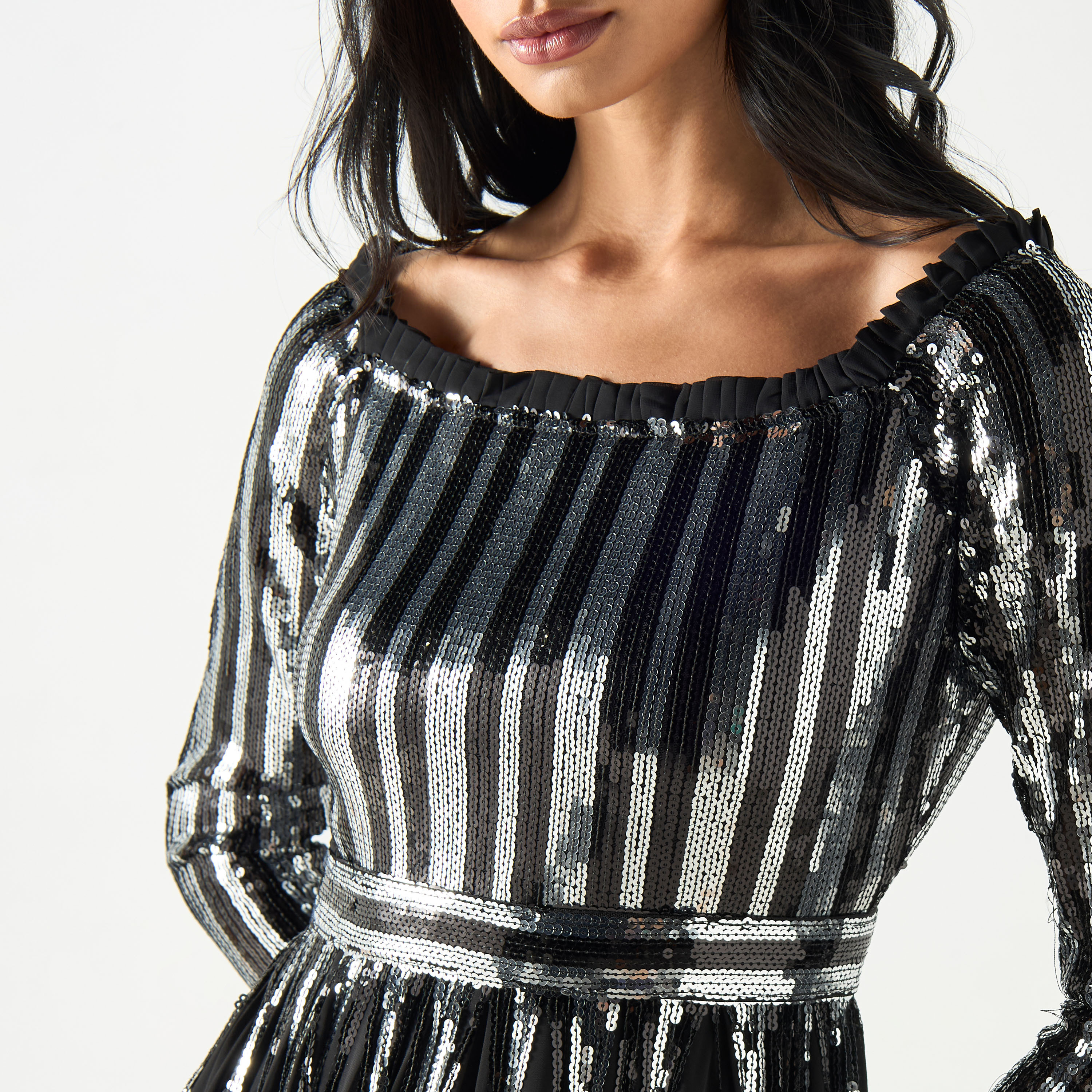 Embellished Boat Neck Maxi Dress with 3/4 Sleeves-women-clothing-dresses-image-8