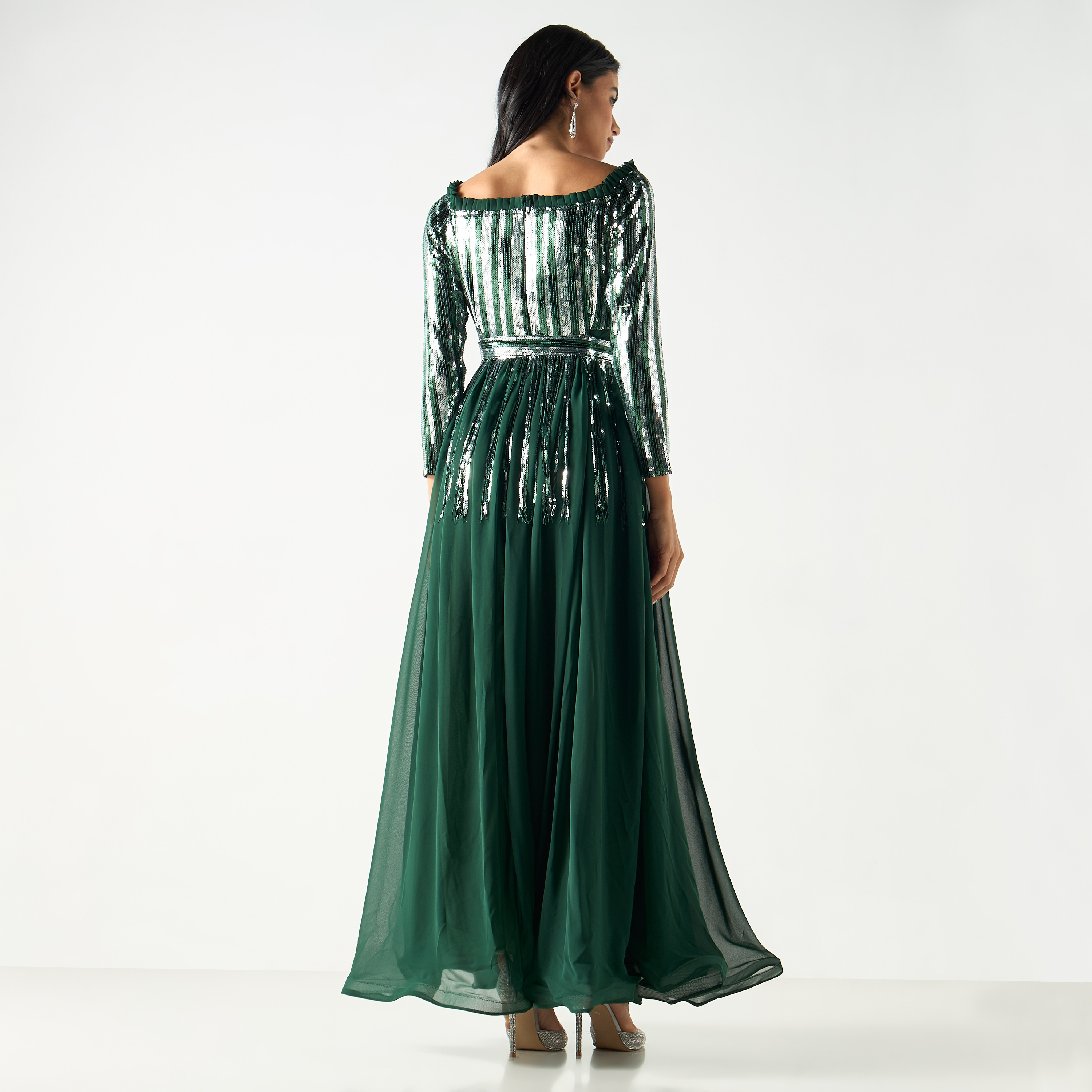 Embellished Boat Neck Maxi Dress with 3/4 Sleeves-women-clothing-dresses-image-11