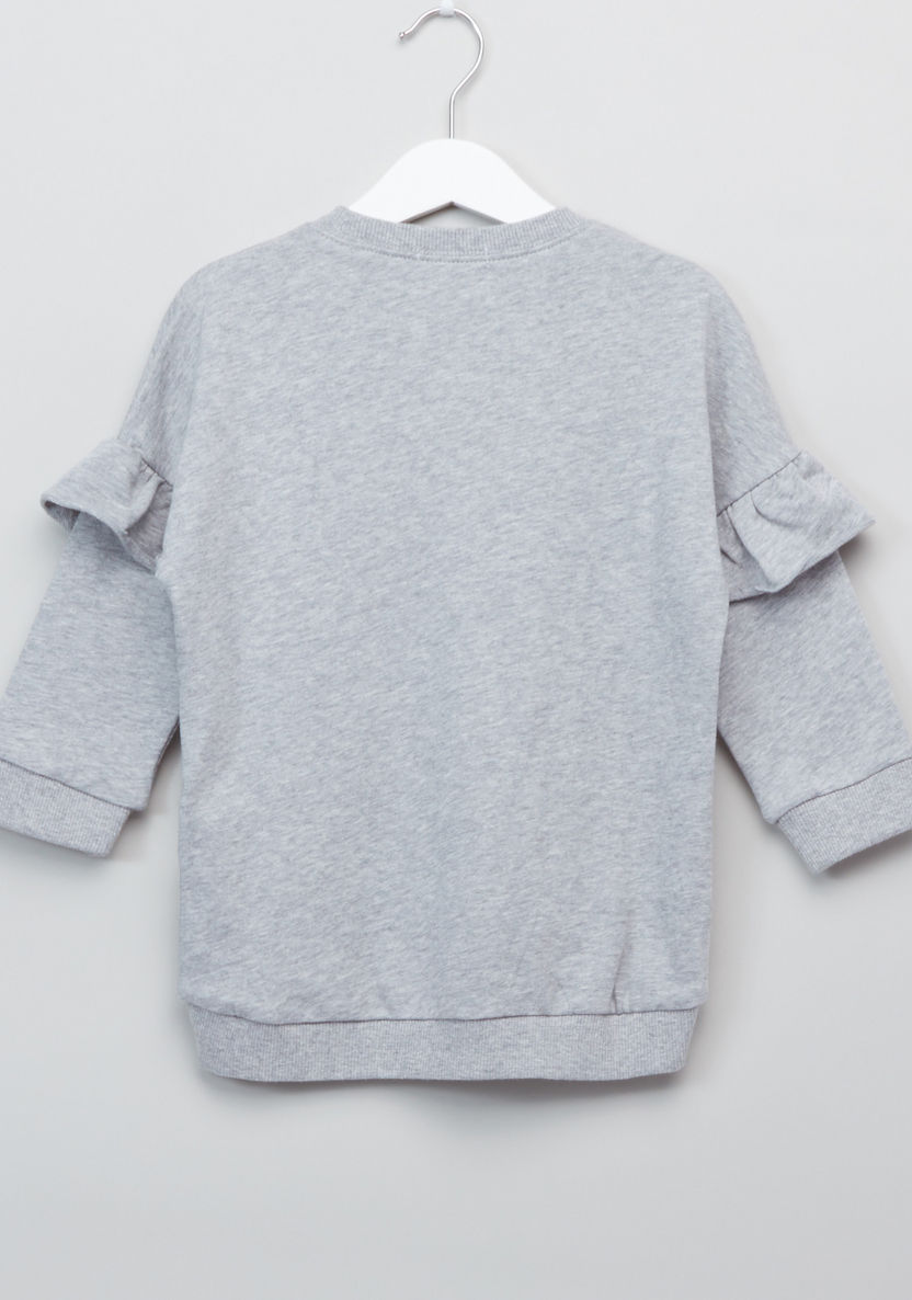Bossini Printed Long Sleeves Ruffle Detail Sweatshirt-Coats and Jackets-image-2