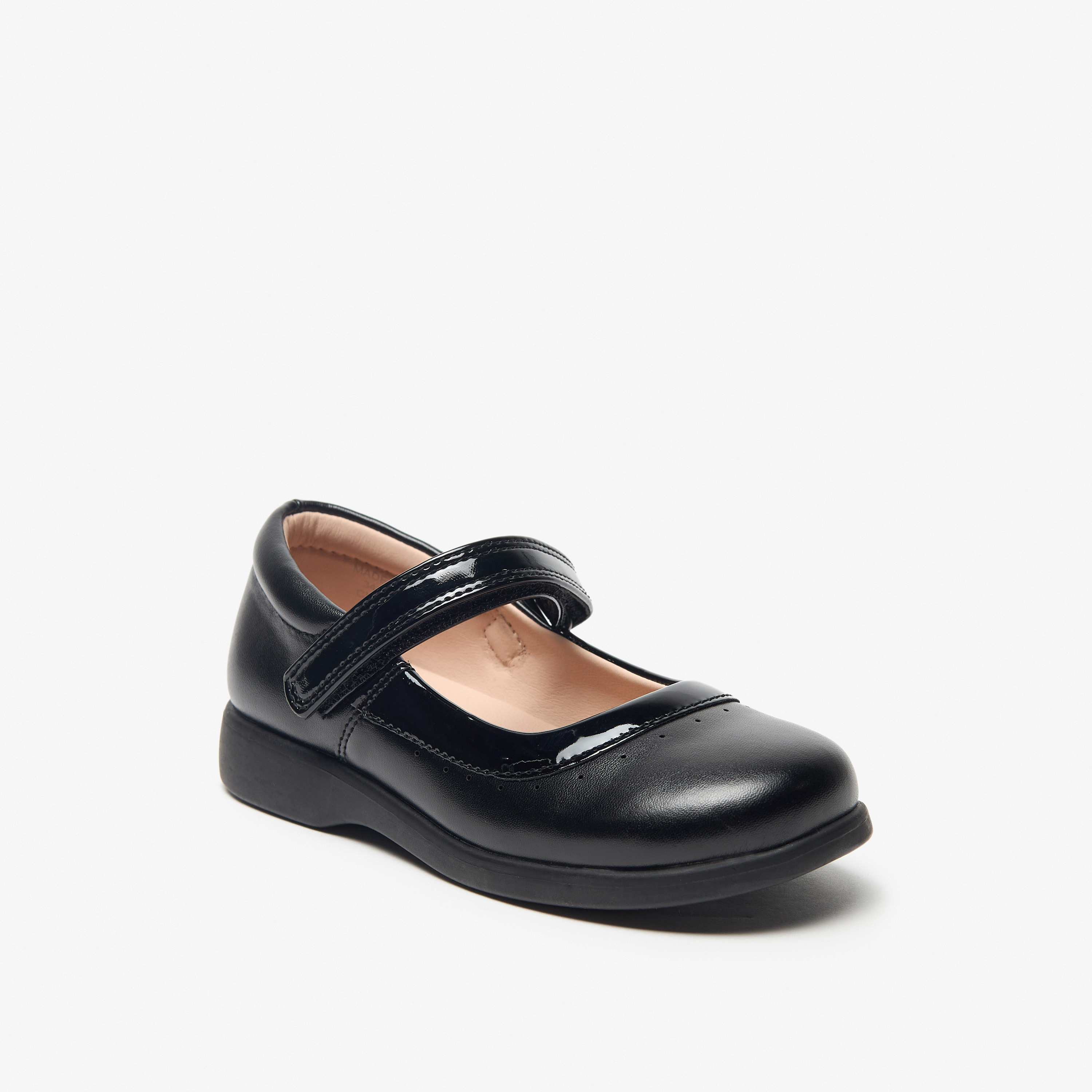 Flora Bella Perforated Mary Jane School Shoes with Hook and Loop Closure-girls-shoes-schoolshoes-image-1